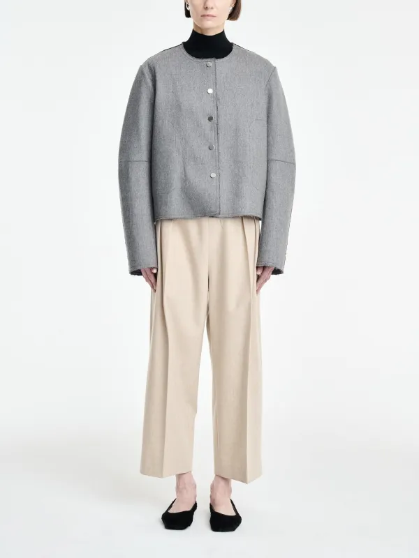 Crescent Crop Jacket in Charcoal / Grey made by MARIA McMANUS