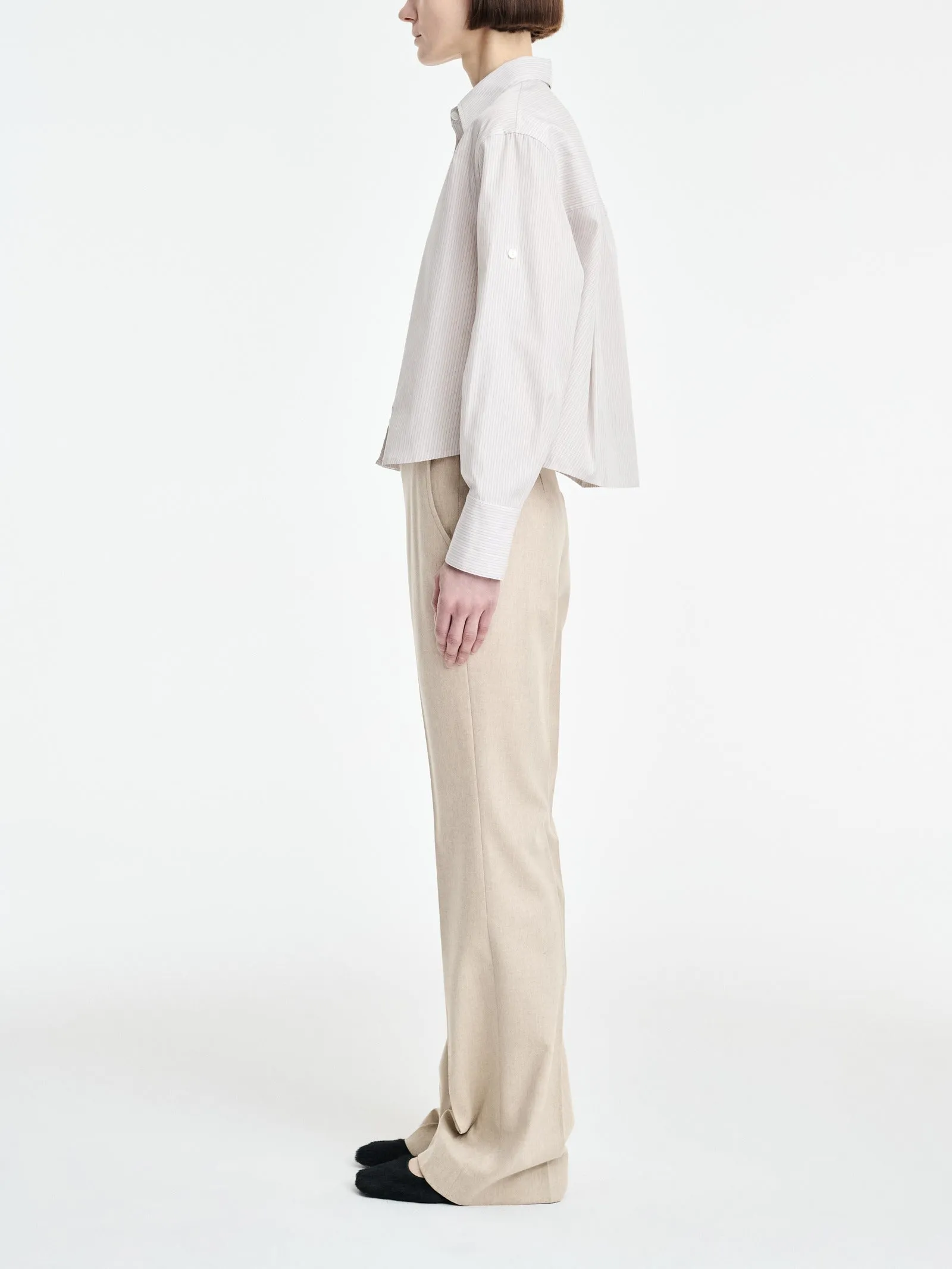 Button Sleeve Crop Shirt in Smoke Stripe sold by MARIA McMANUS product image thumbnail 5
