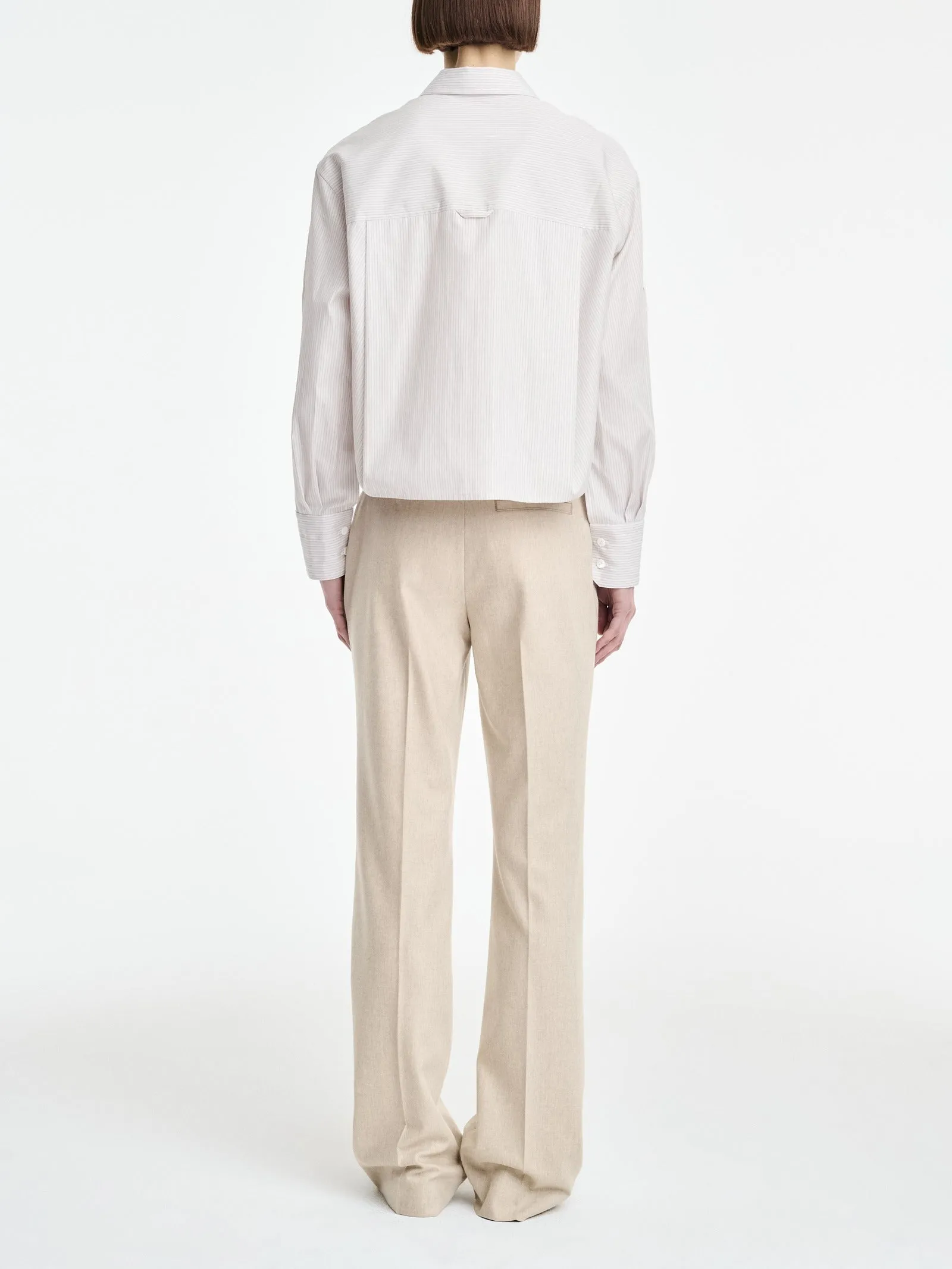 Button Sleeve Crop Shirt in Smoke Stripe sold by MARIA McMANUS product image thumbnail 4