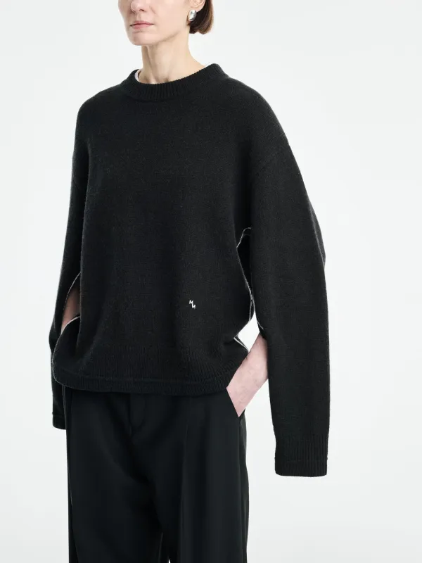 Ladder Stitch Crew Neck in Off Black made by MARIA McMANUS