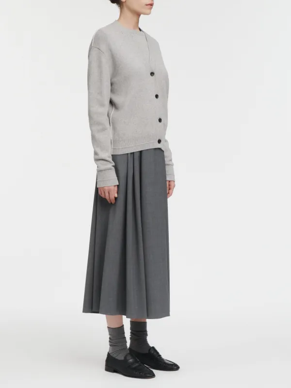 Pleat Front Full Skirt in Charcoal Grey sold by MARIA McMANUS