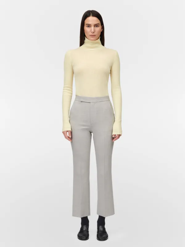 High Waisted Crop Trouser in Pale Grey Melange sold by MARIA McMANUS