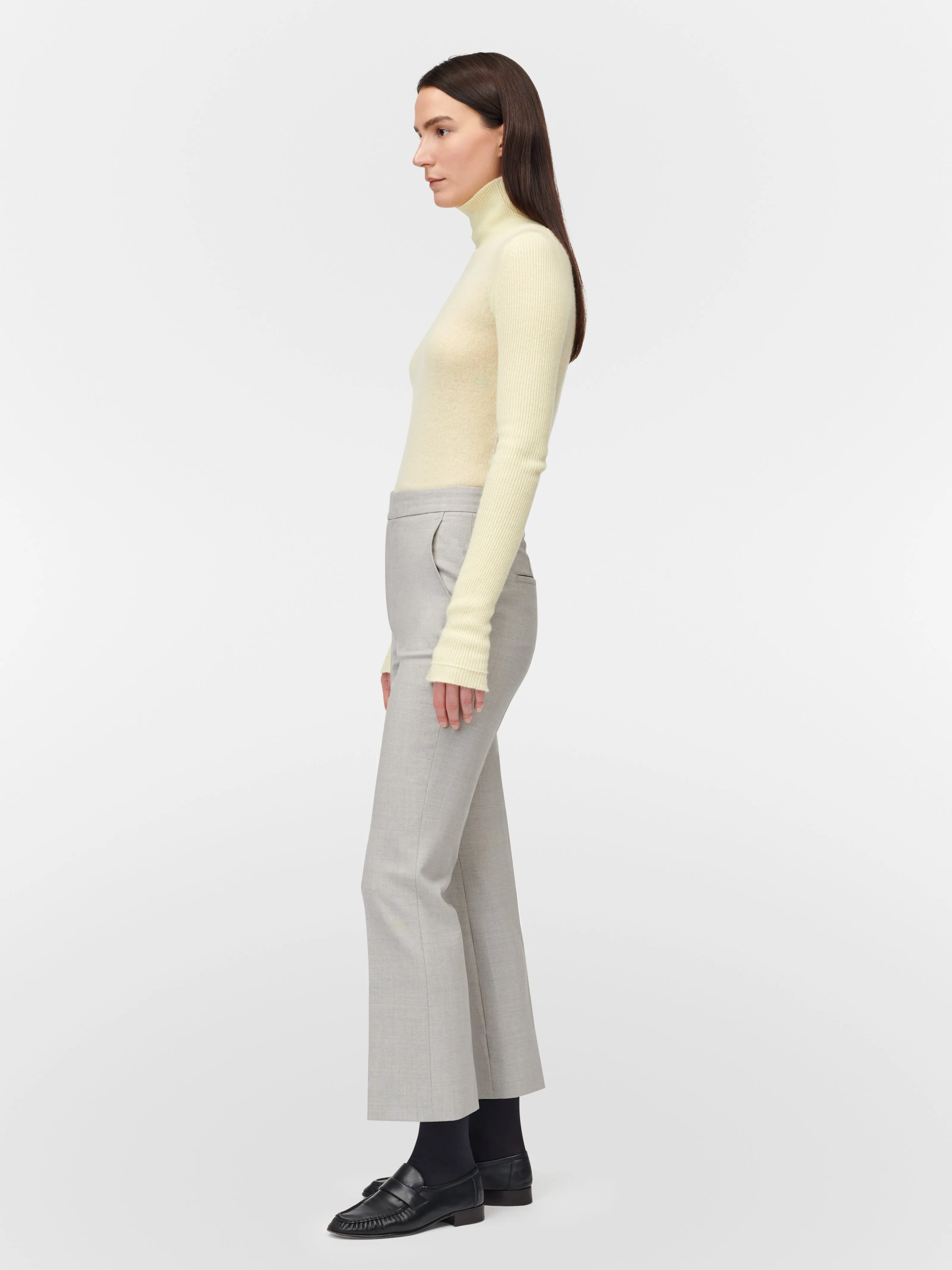 High Waisted Crop Trouser in Pale Grey Melange sold by MARIA McMANUS product image thumbnail 2