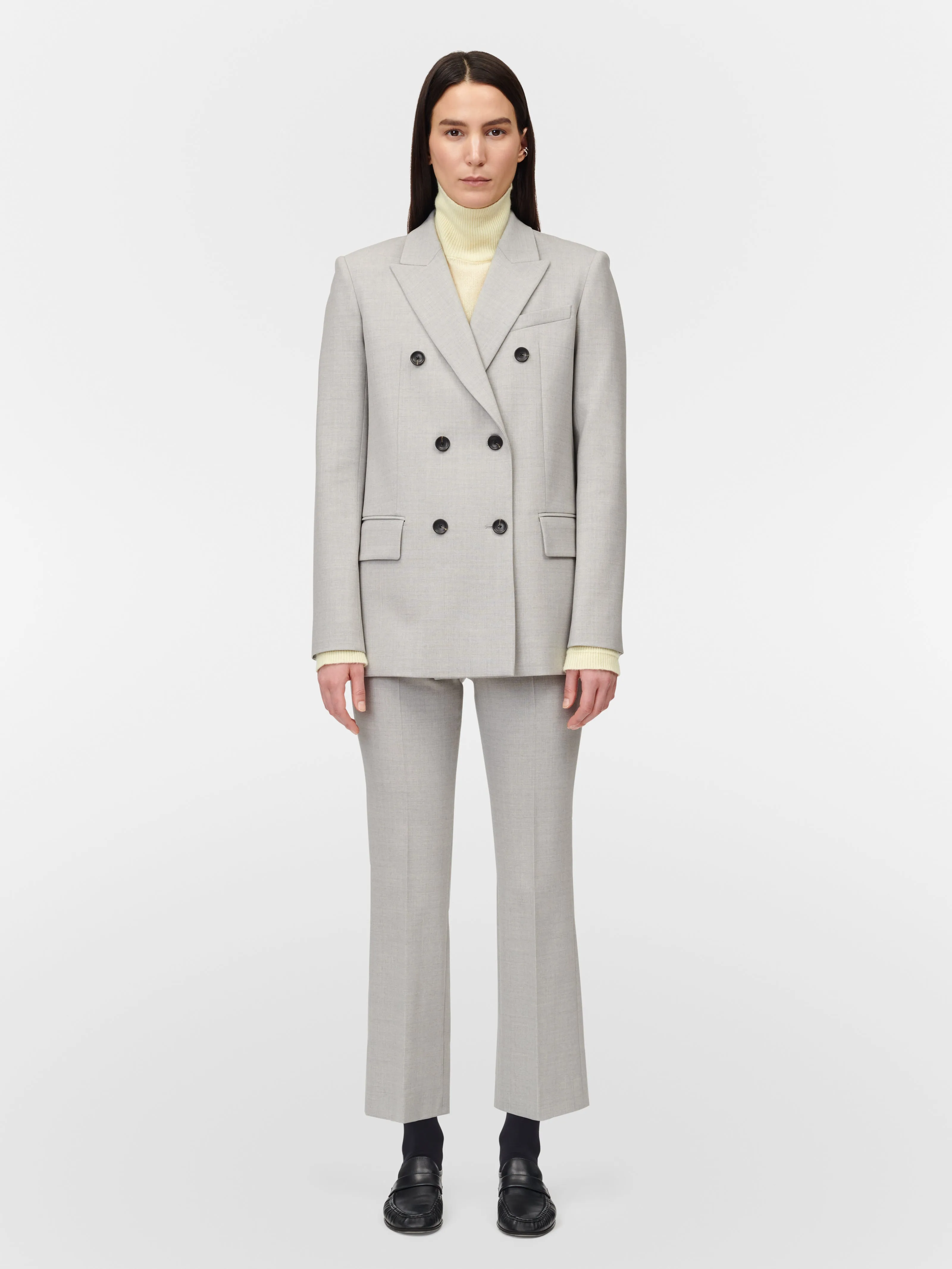 High Waisted Crop Trouser in Pale Grey Melange sold by MARIA McMANUS product image thumbnail 4