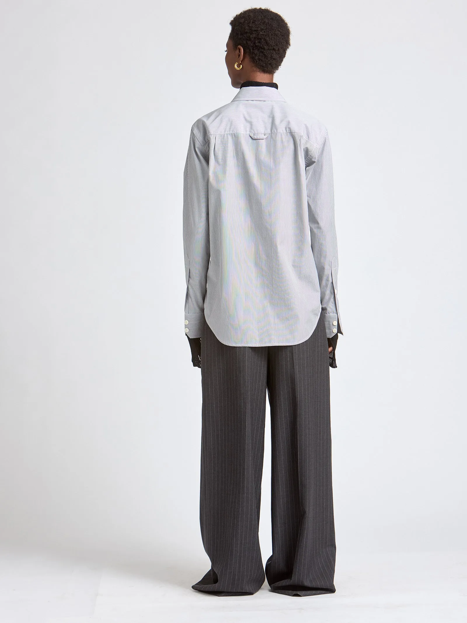 Slim Tunic Shirt in Black & White Ticking Stripe sold by MARIA McMANUS product image thumbnail 3