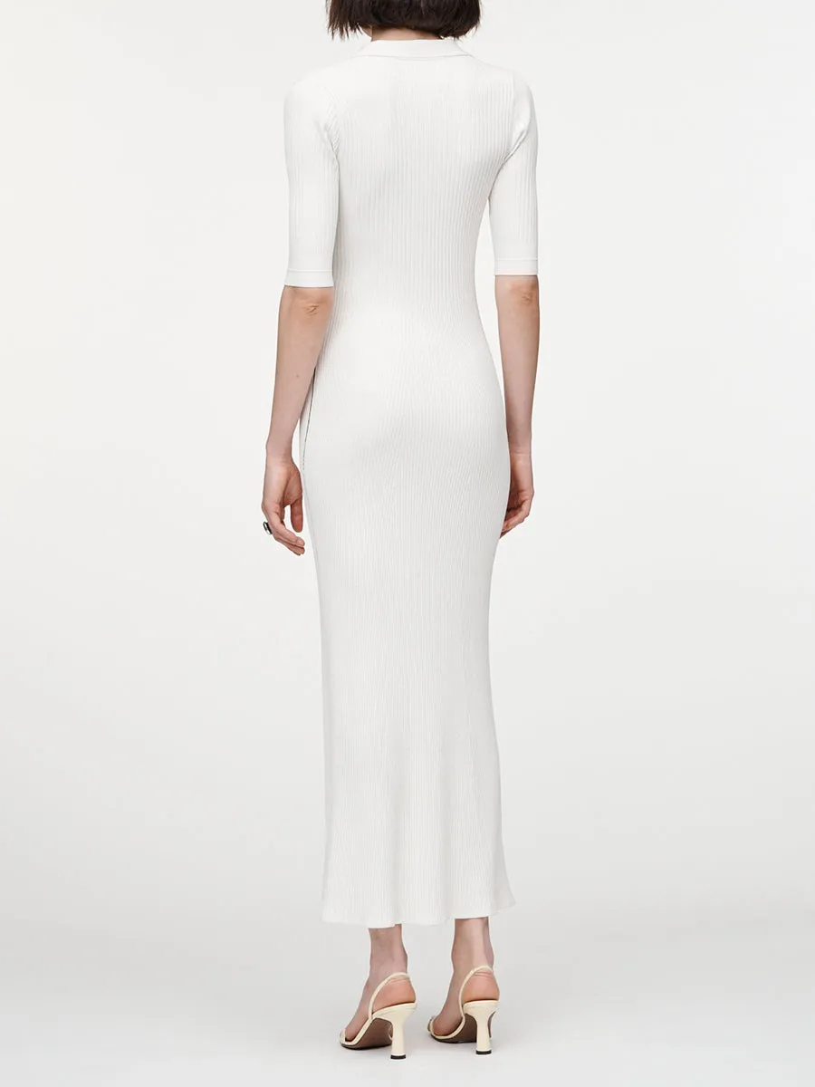 Collar V-Neck Dress in Ivory with a Black Link Line sold by MARIA McMANUS product image thumbnail 4