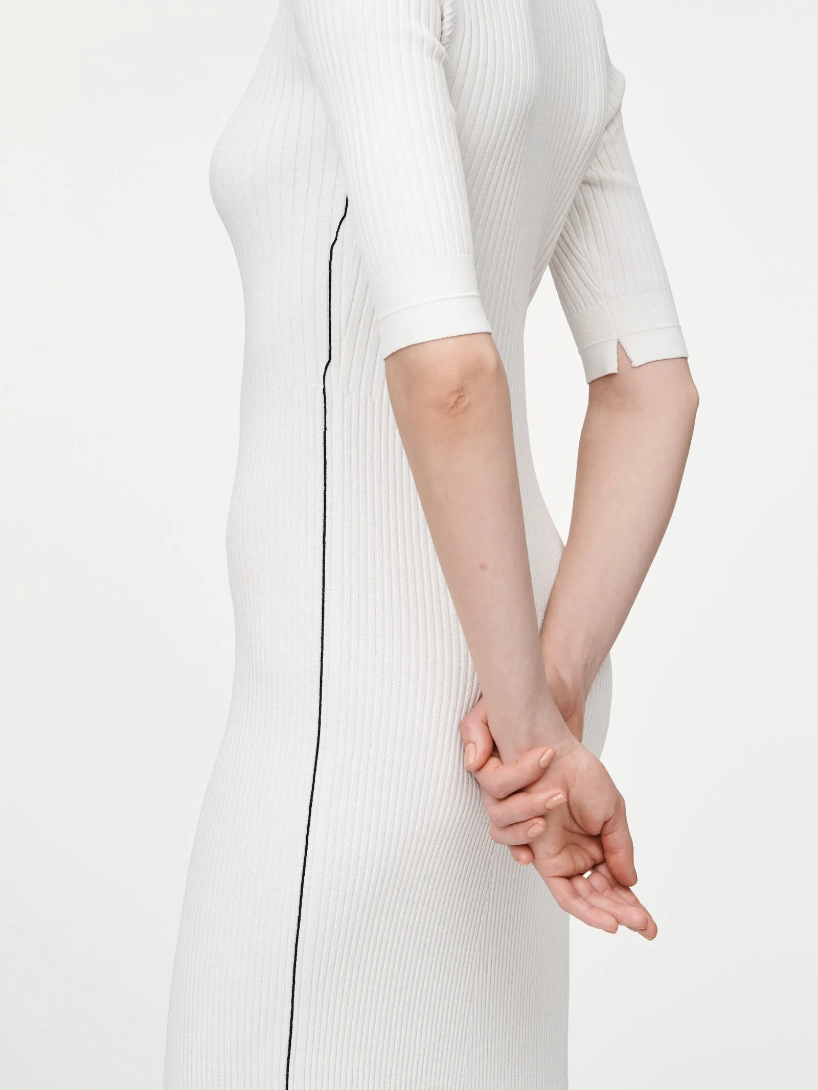 Collar V-Neck Dress in Ivory with a Black Link Line sold by MARIA McMANUS product image thumbnail 3