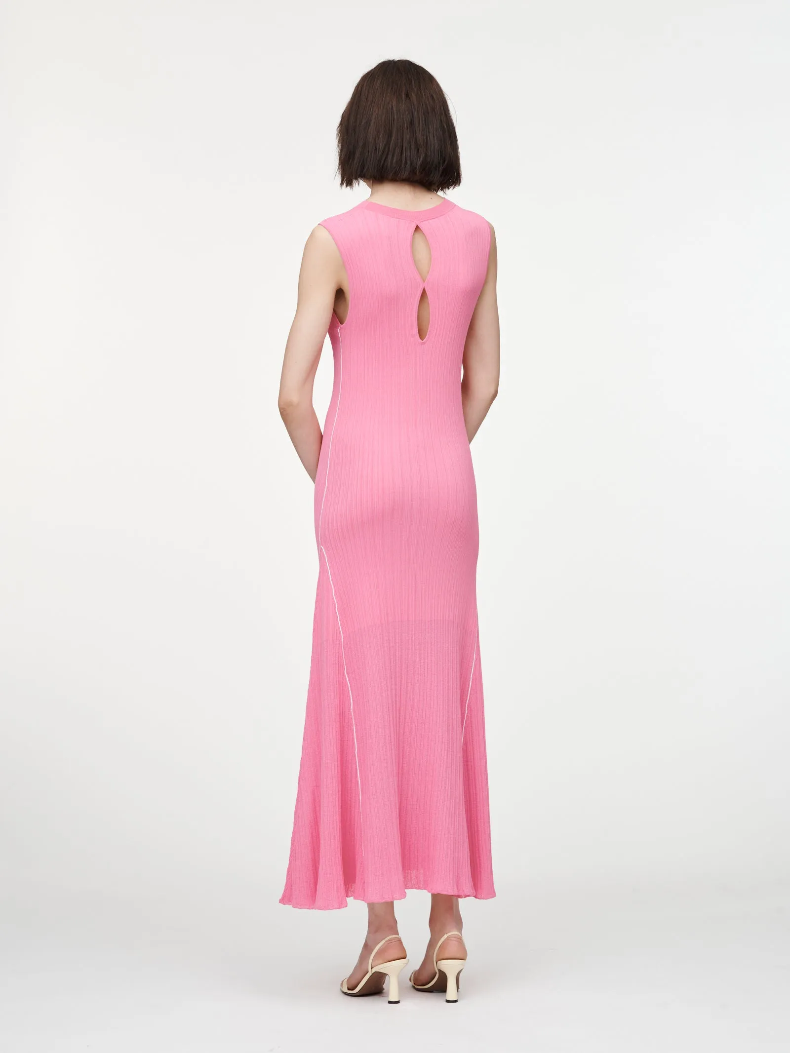 Crepe Ribbed Godet Dress in Bubblegum sold by MARIA McMANUS product image thumbnail 3