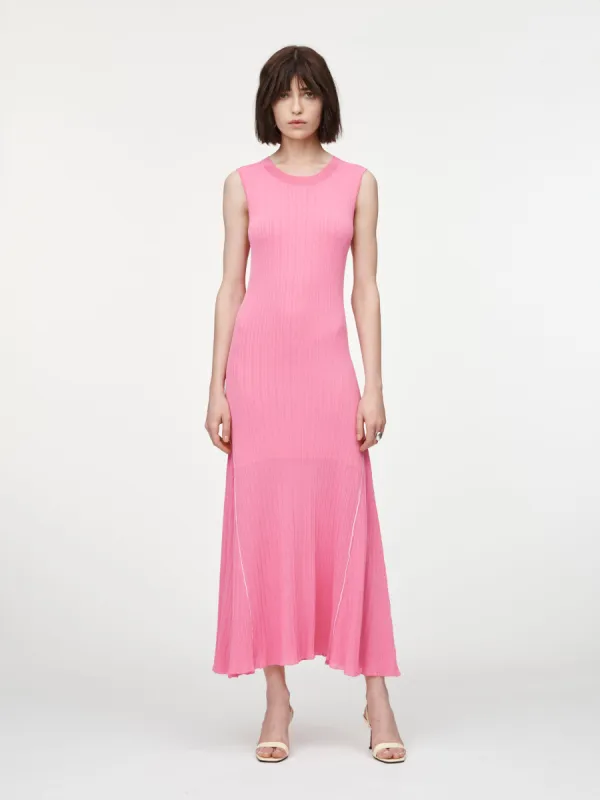 Crepe Ribbed Godet Dress in Bubblegum made by MARIA McMANUS