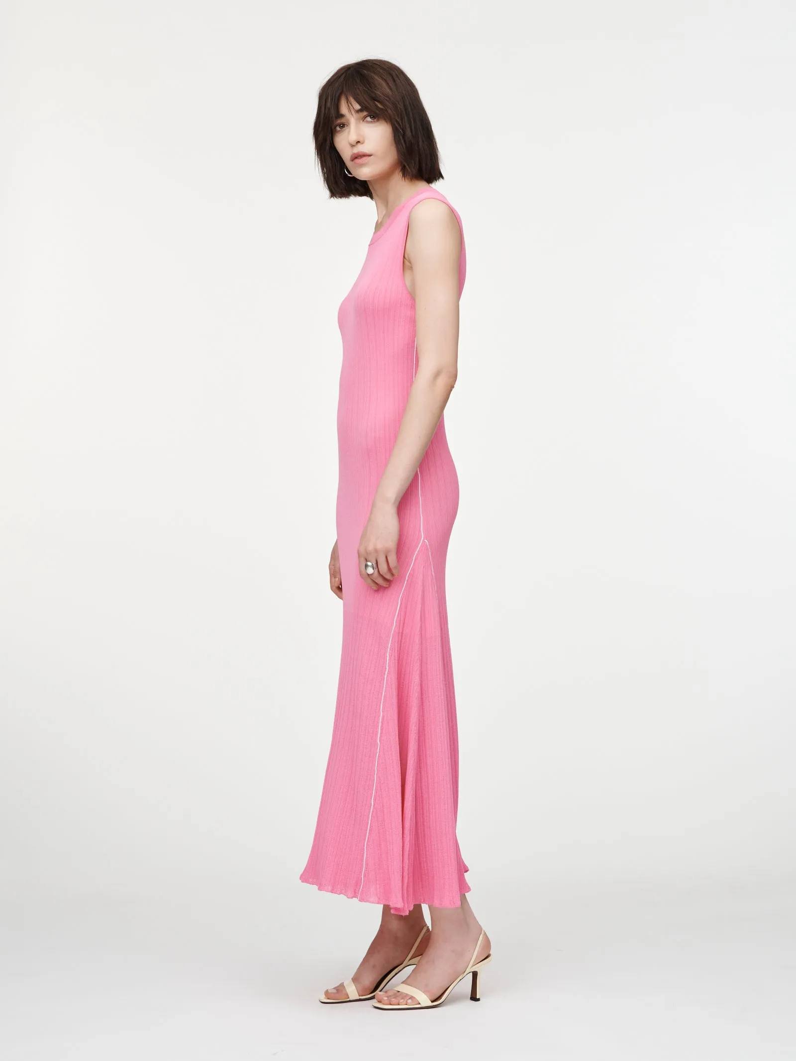 Crepe Ribbed Godet Dress in Bubblegum sold by MARIA McMANUS product image thumbnail 2