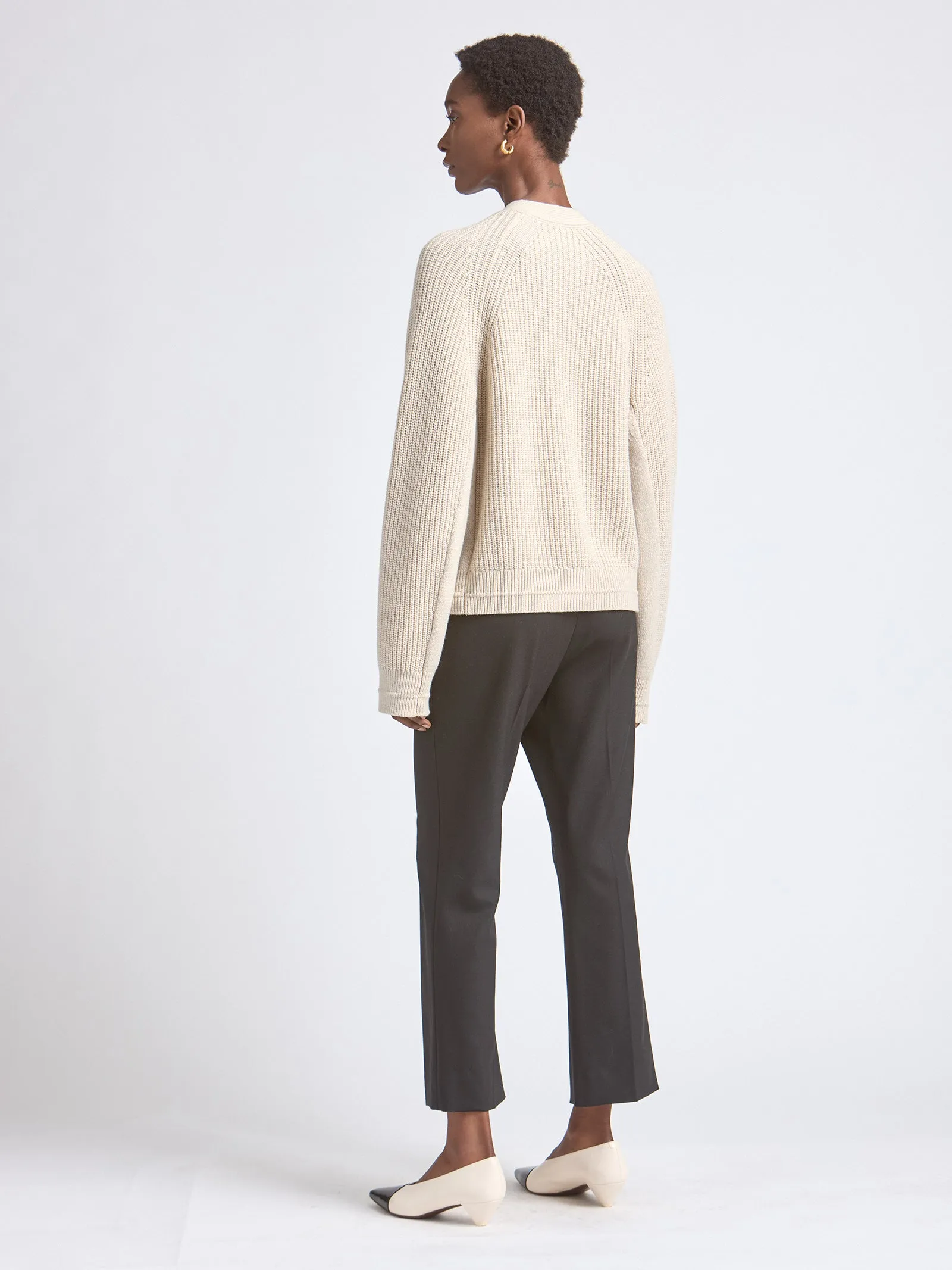 Split Sleeve Cocoon Cardigan in Crema sold by MARIA McMANUS product image thumbnail 3