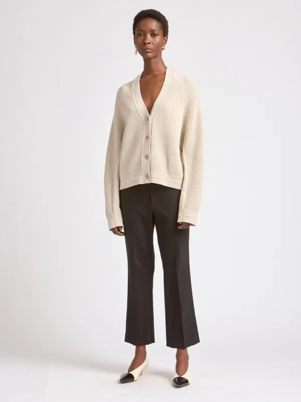 Split Sleeve Cocoon Cardigan in Crema sold by MARIA McMANUS