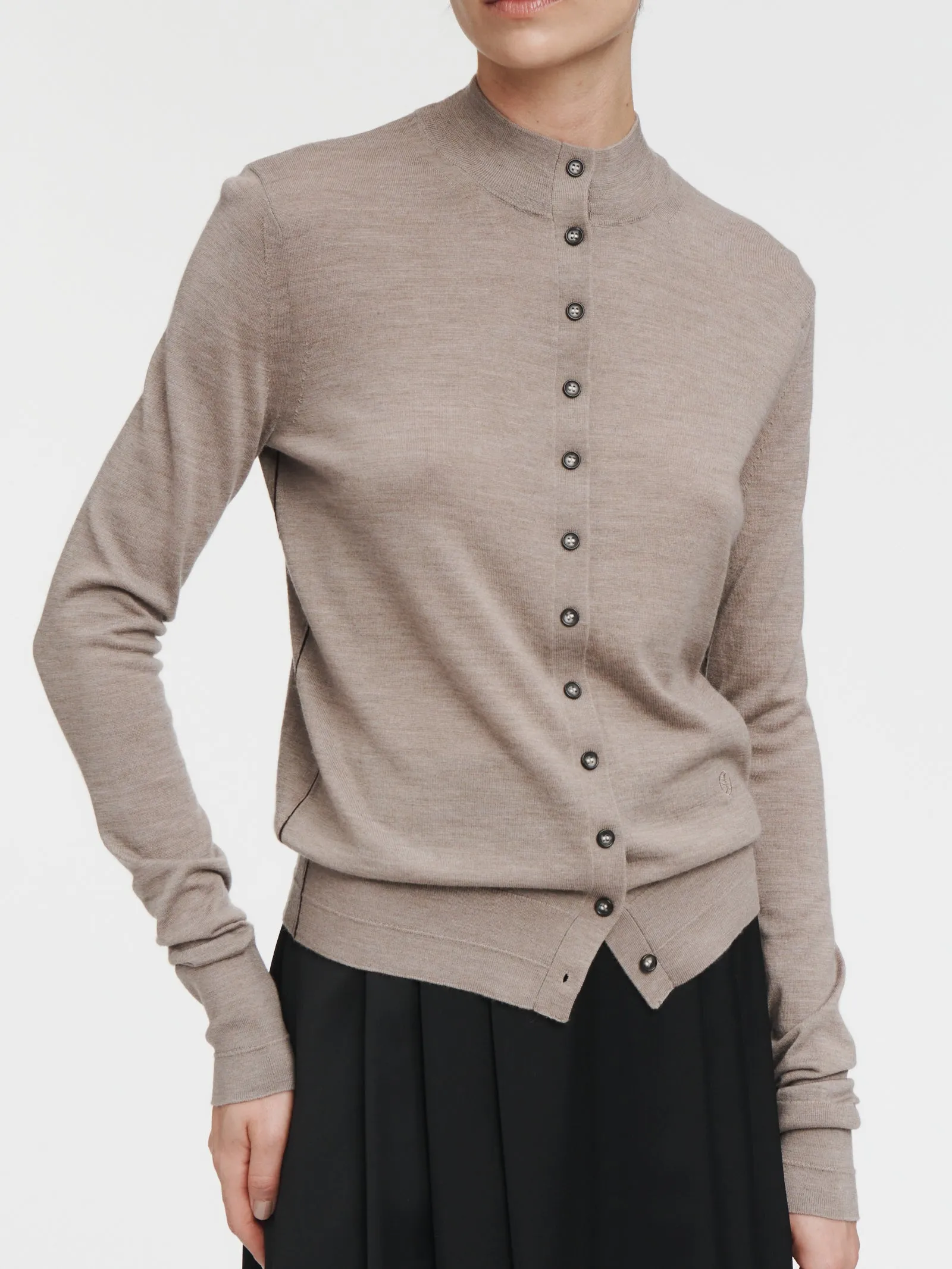Tiny Button Cardigan in Stone sold by MARIA McMANUS