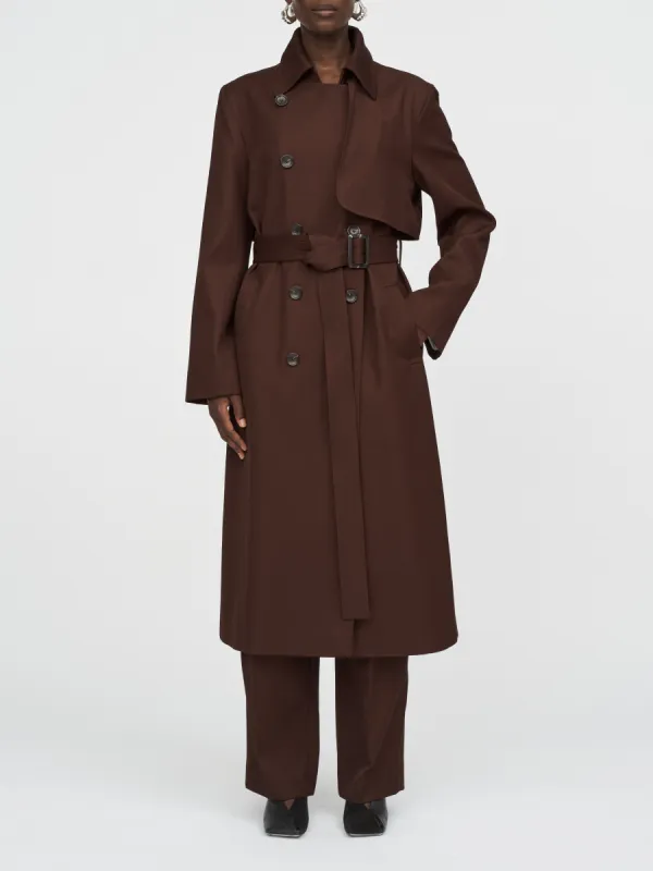Rain Guard Trench Coat in Bitter Chocolate sold by MARIA McMANUS