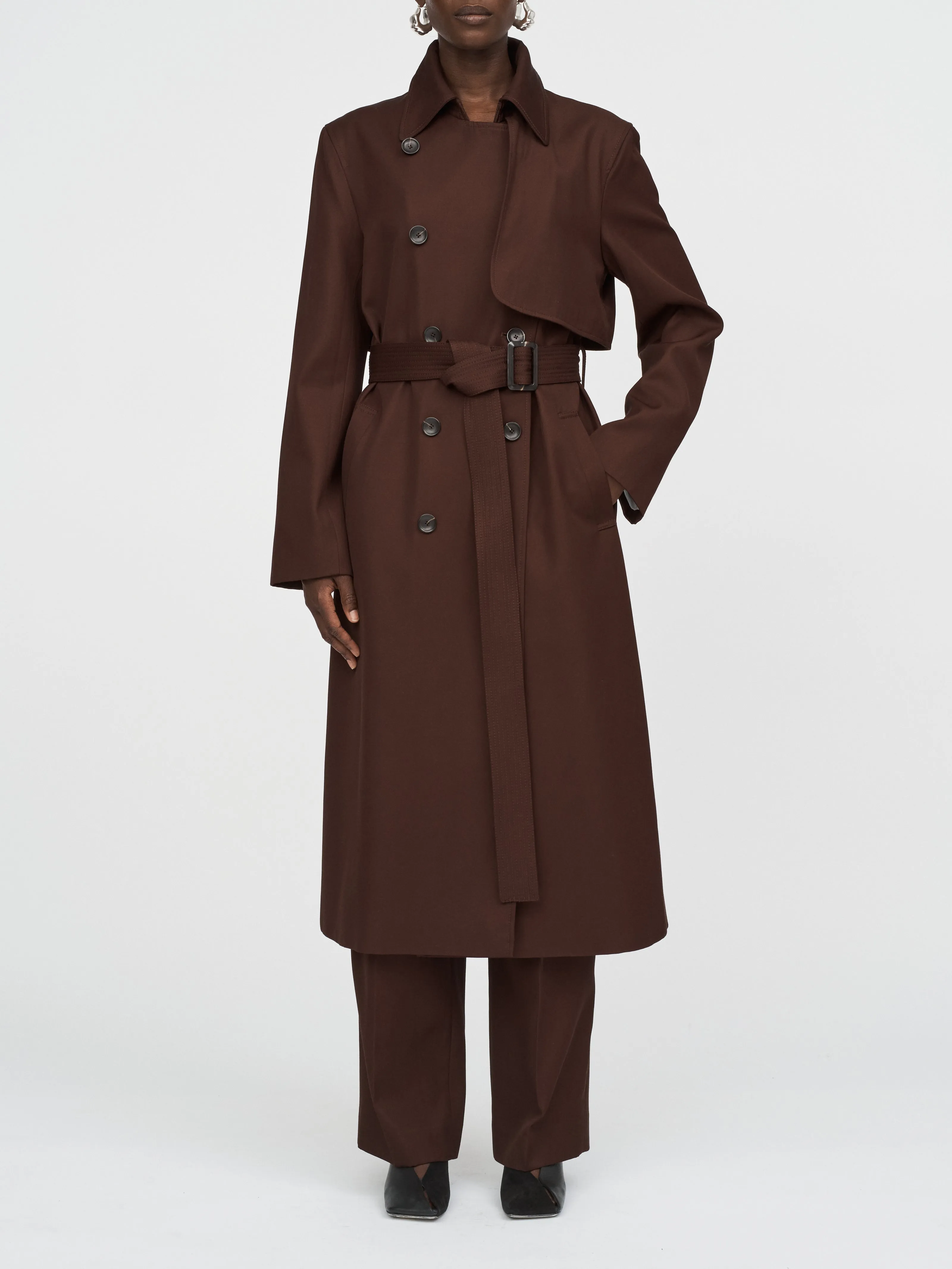Rain Guard Trench Coat in Bitter Chocolate sold by MARIA McMANUS