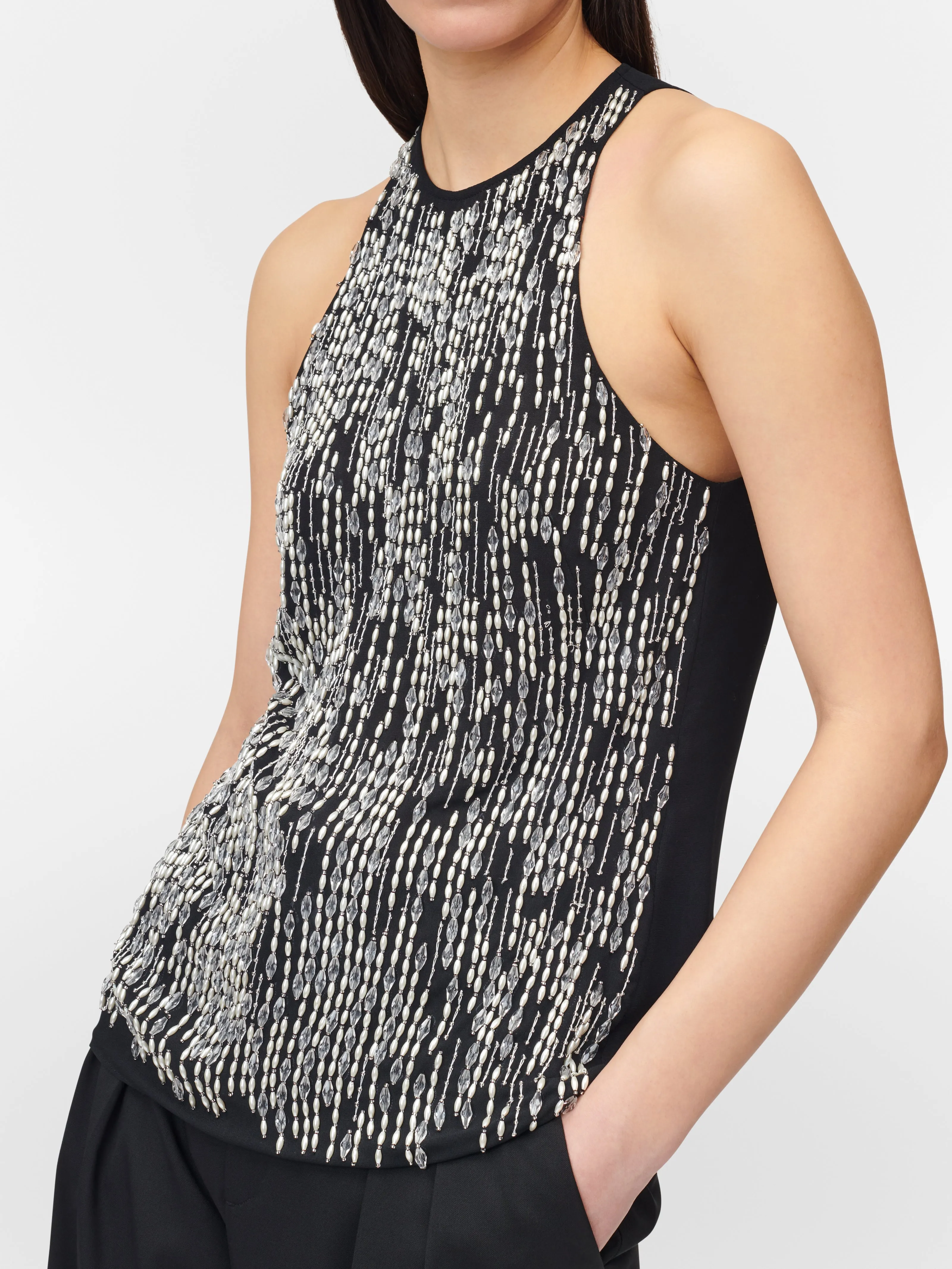 Hand Beaded Racer Top in Black sold by MARIA McMANUS product image thumbnail 2