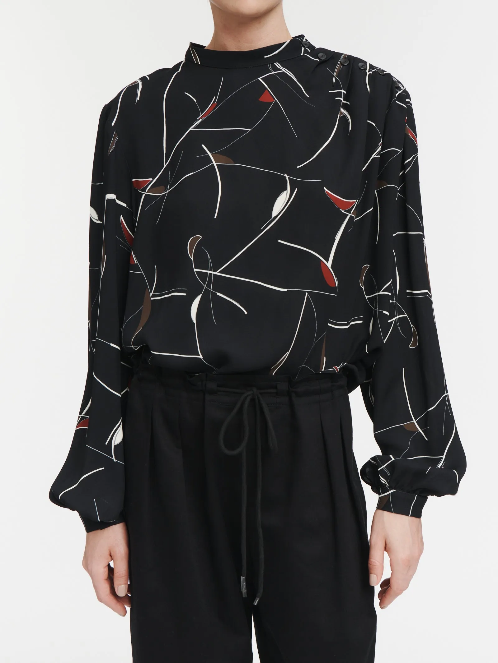 Barrel Leg Drawstring Trouser in Black sold by MARIA McMANUS product image thumbnail 2