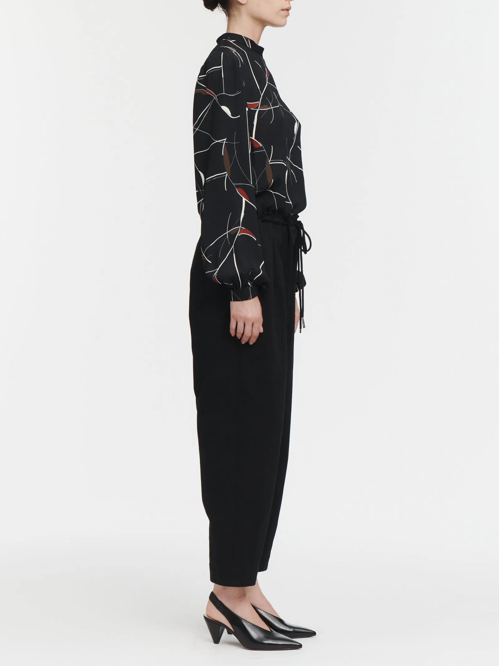 Barrel Leg Drawstring Trouser in Black sold by MARIA McMANUS product image thumbnail 3