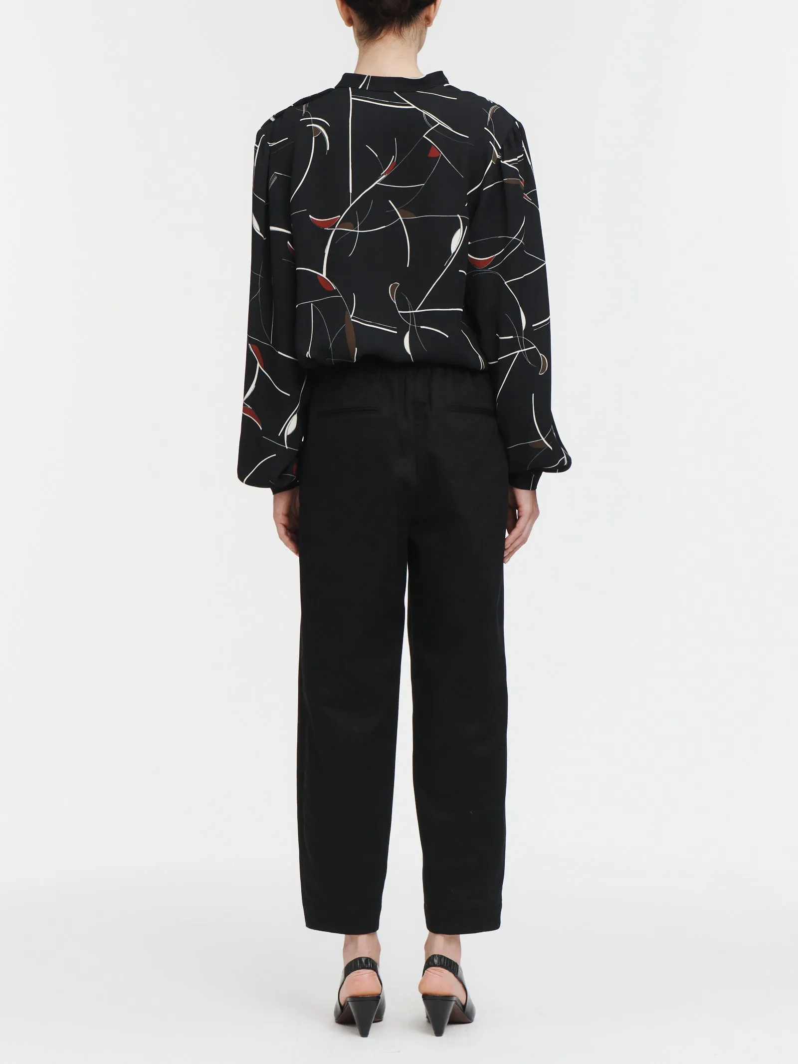 Barrel Leg Drawstring Trouser in Black sold by MARIA McMANUS product image thumbnail 4