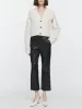 High Waisted Crop Leather Trouser in Black sold by MARIA McMANUS