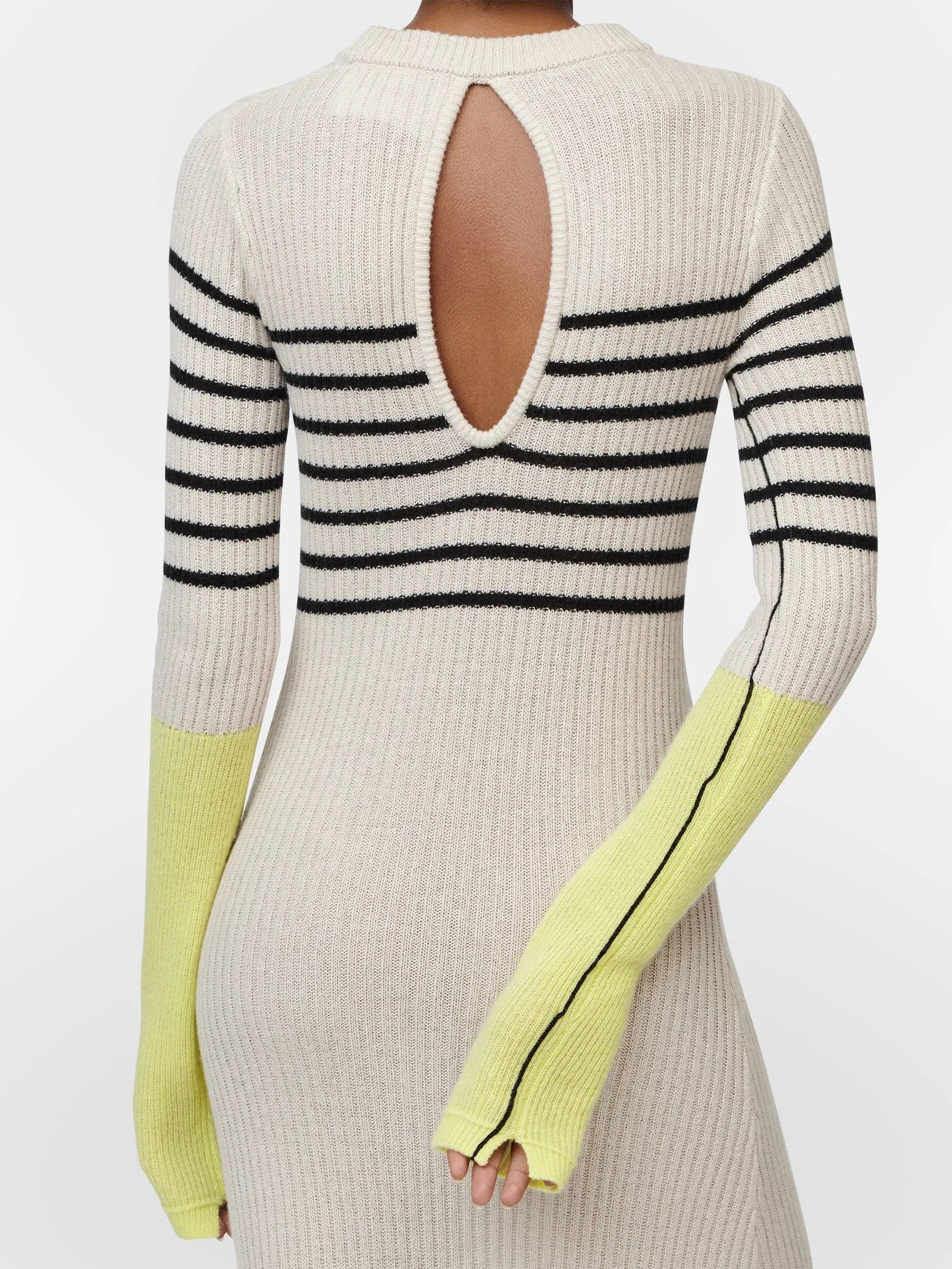 Tear Drop Rib Dress in Crema w/ Black Stripe sold by MARIA McMANUS product image thumbnail 4