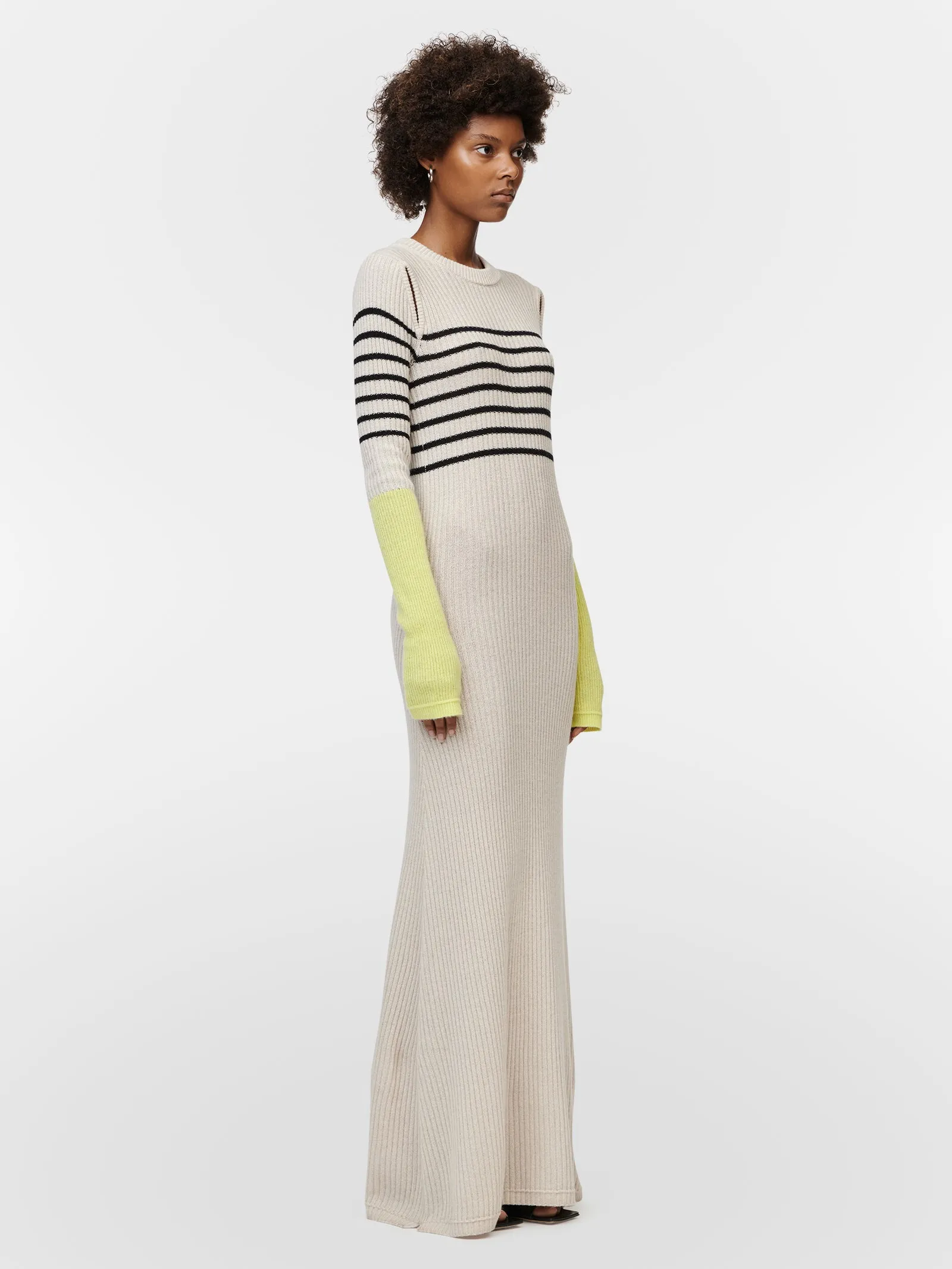 Tear Drop Rib Dress in Crema w/ Black Stripe sold by MARIA McMANUS product image thumbnail 2