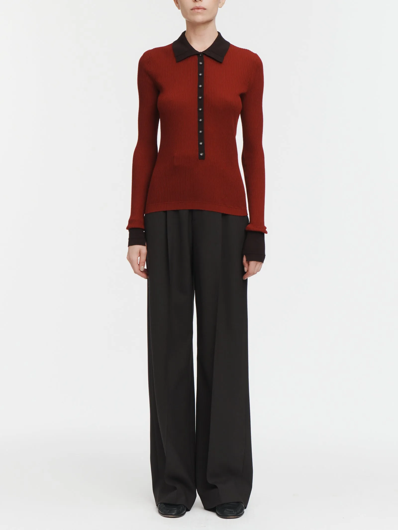 Tiny Button Polo in Cabernet sold by MARIA McMANUS product image thumbnail 2