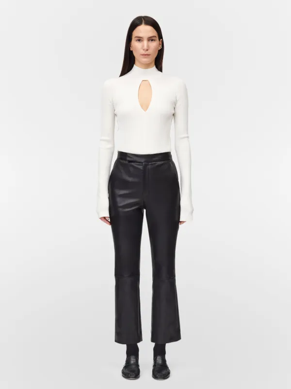 High Waisted Crop Leather Pant in Black sold by MARIA McMANUS