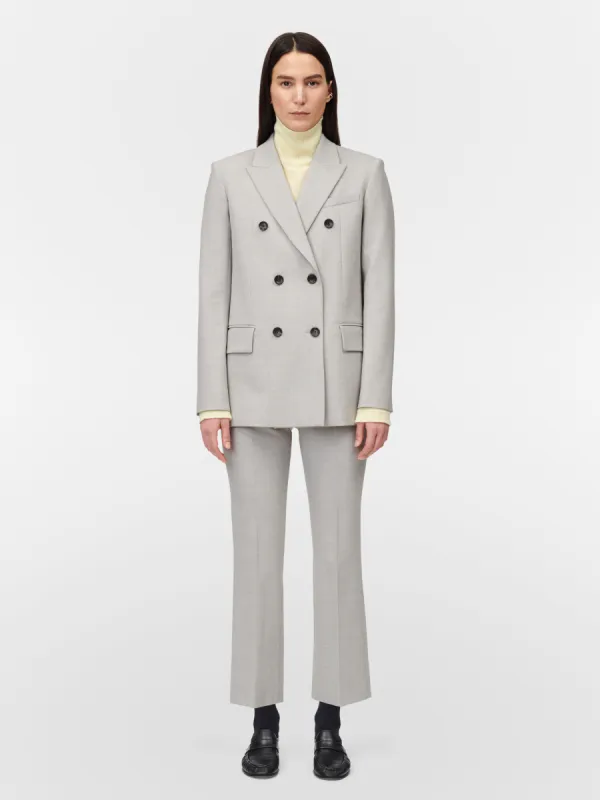 6-Button Double Breasted Blazer in Pale Grey Melange sold by MARIA McMANUS