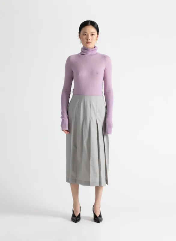 Box Pleat Slit Skirt in Light Heather Grey sold by MARIA McMANUS