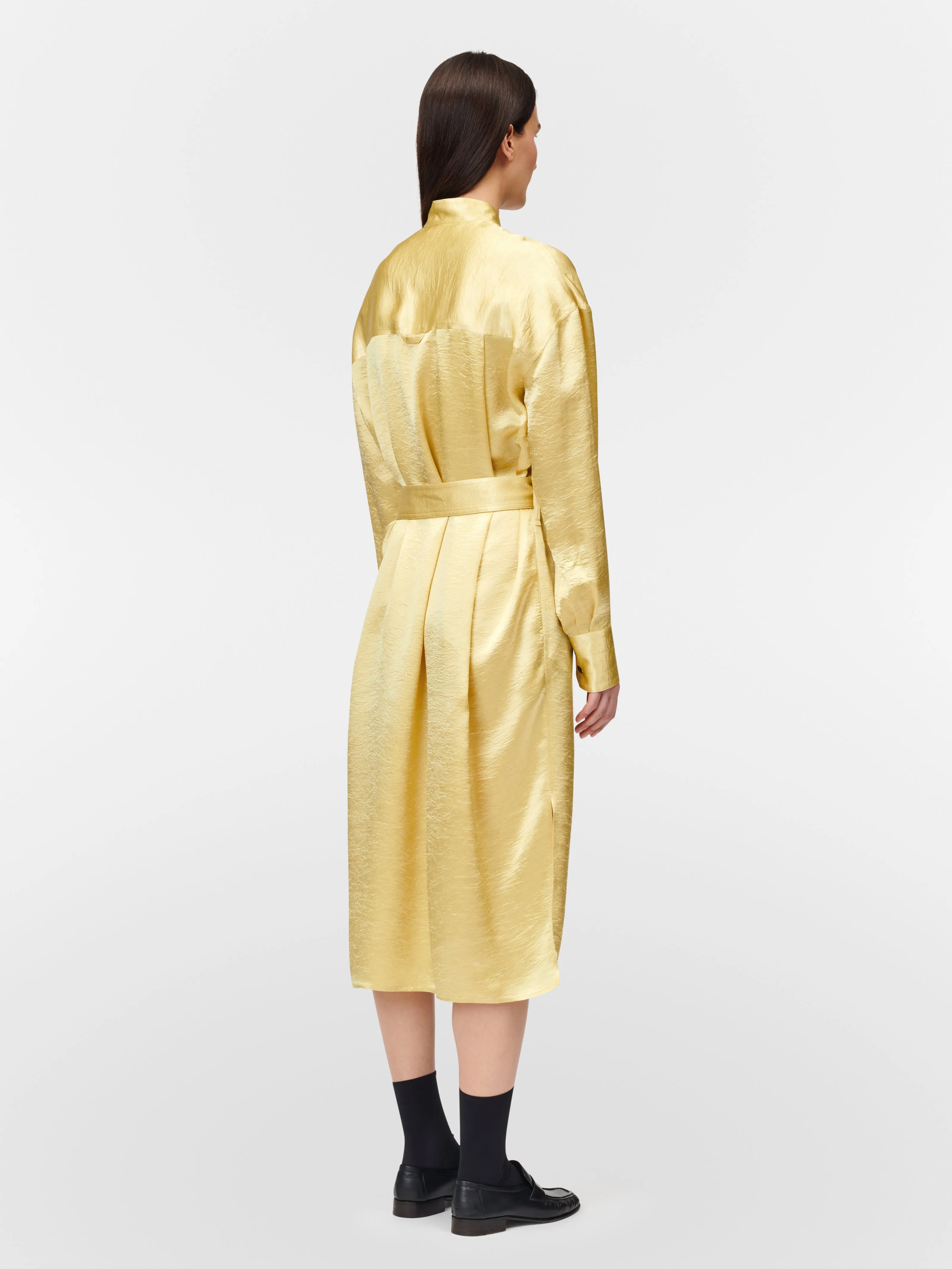 Oversized Belted Shirt Dress in Lemonade sold by MARIA McMANUS product image thumbnail 3