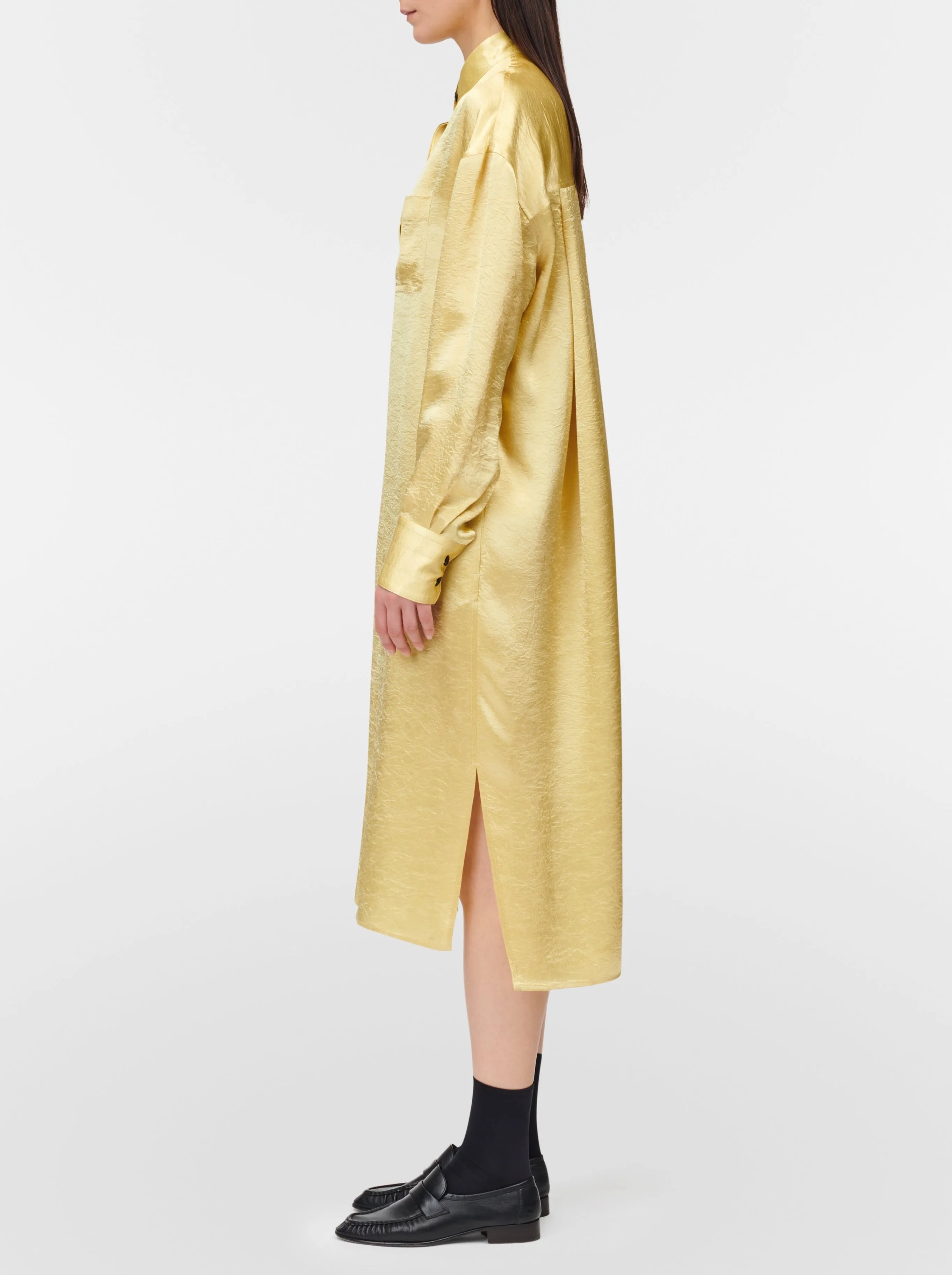 Oversized Belted Shirt Dress in Lemonade sold by MARIA McMANUS product image thumbnail 4
