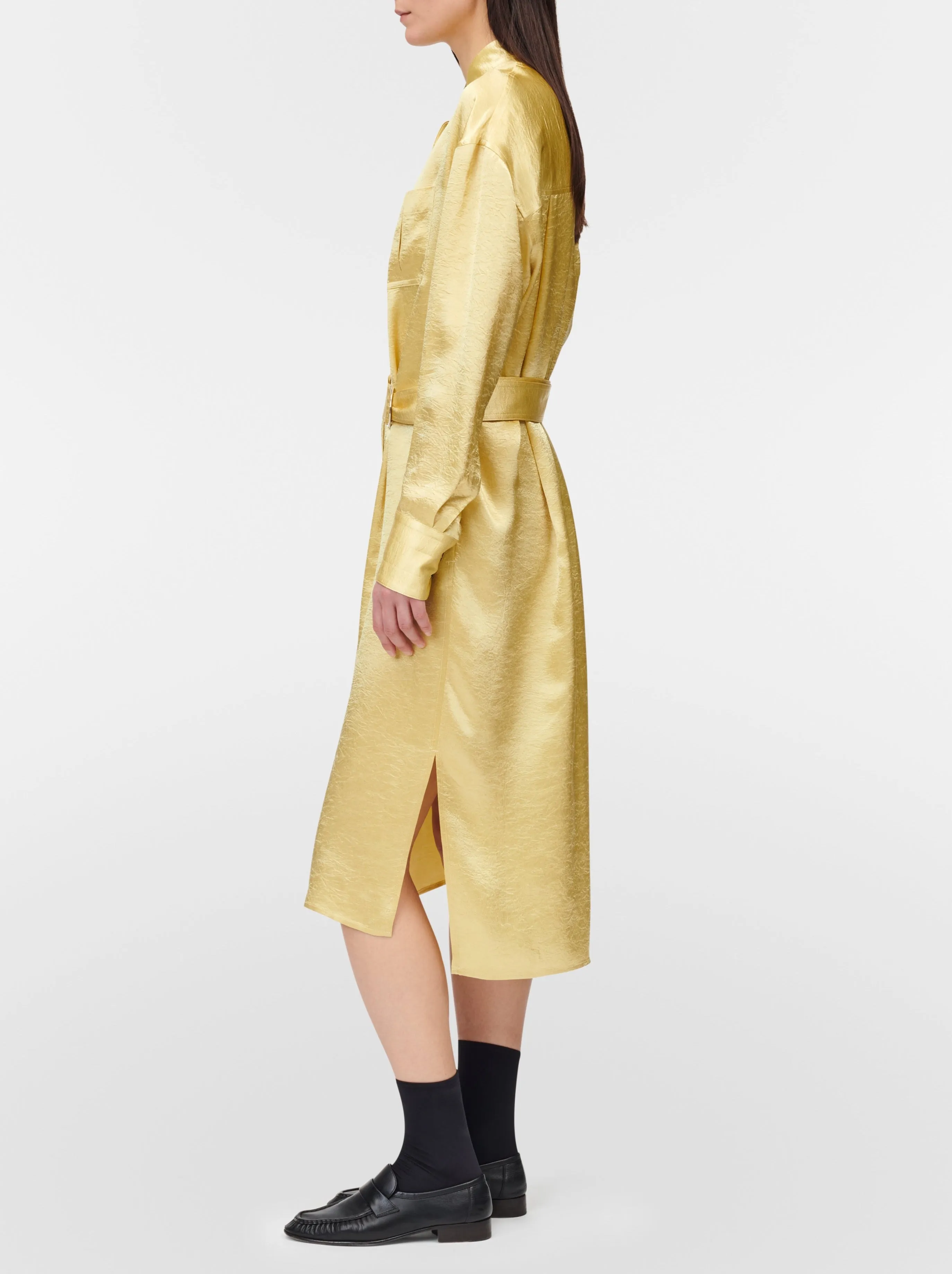 Oversized Belted Shirt Dress in Lemonade sold by MARIA McMANUS product image thumbnail 2