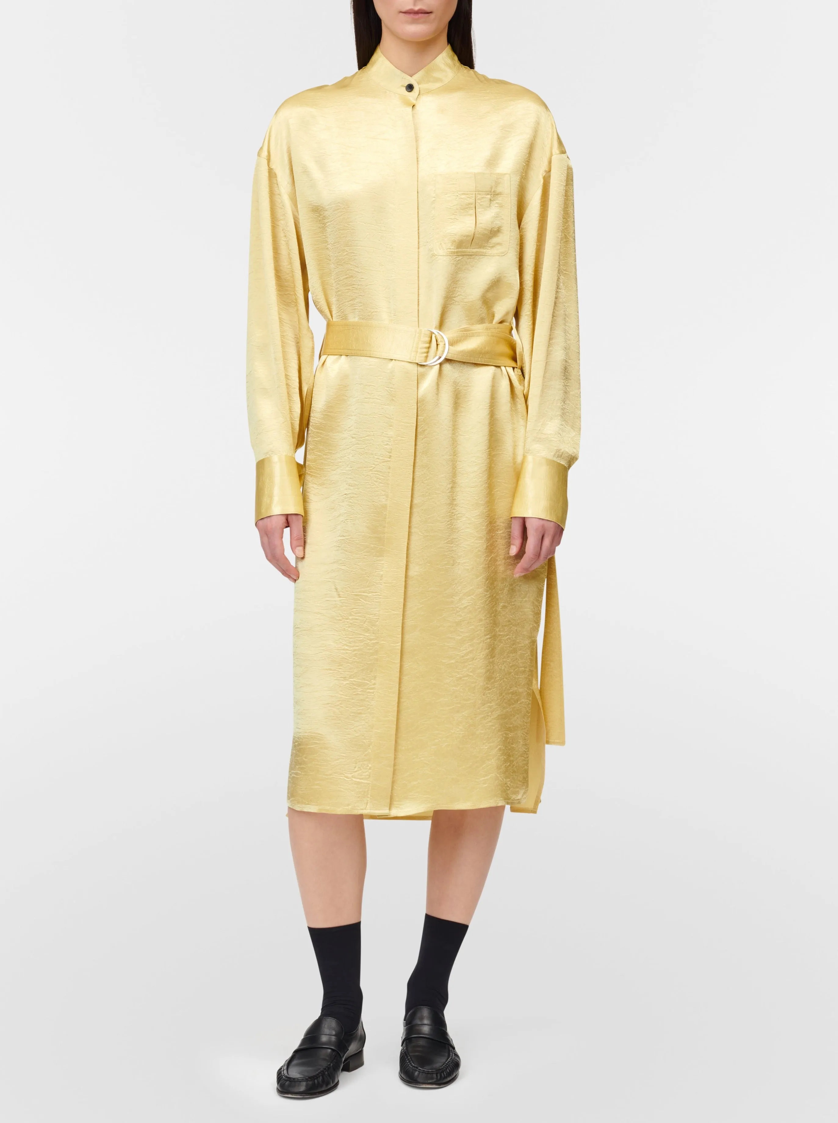Oversized Belted Shirt Dress in Lemonade sold by MARIA McMANUS