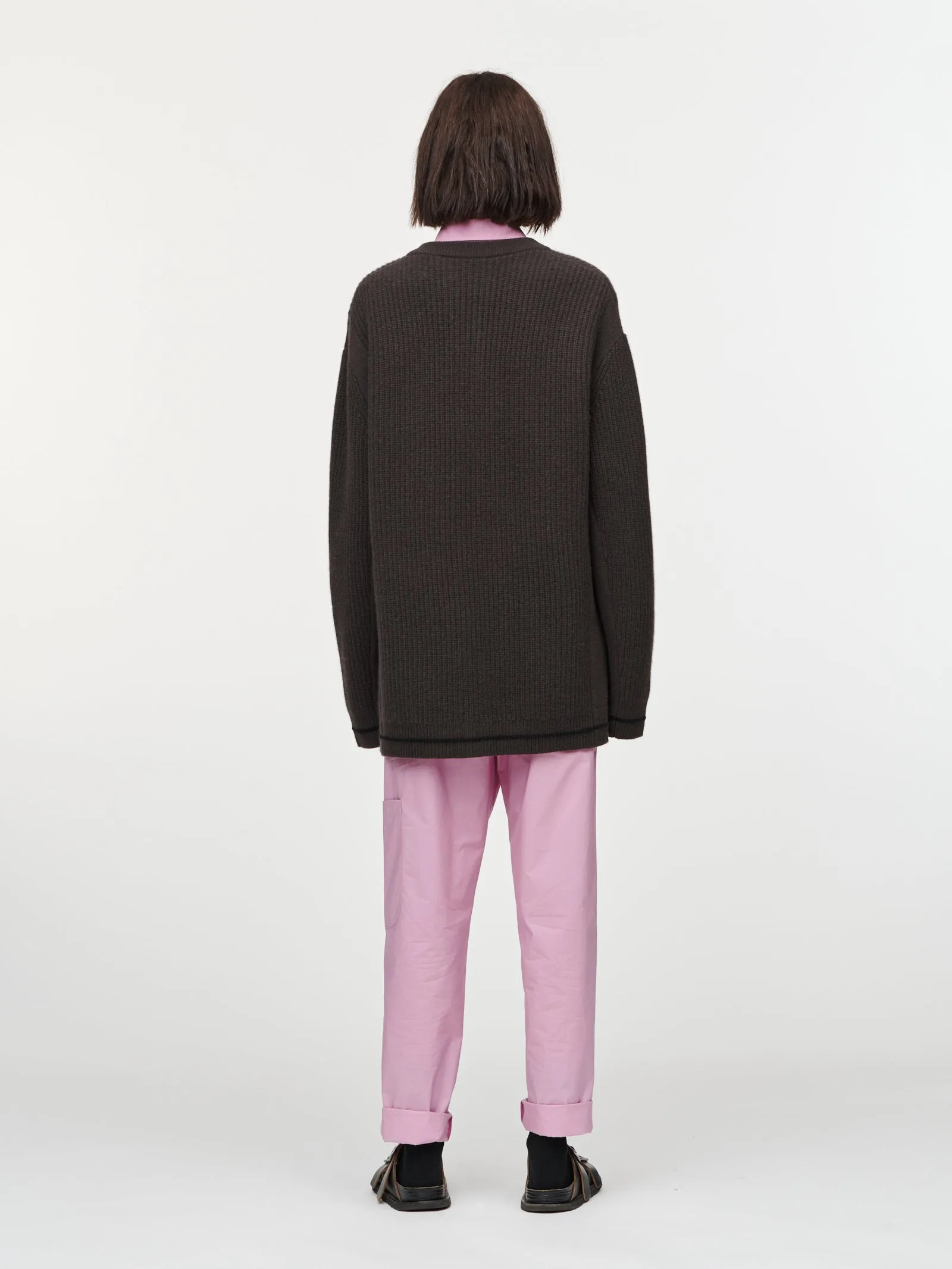 Oversized Crew Cardigan in Chocolate & Black sold by MARIA McMANUS product image thumbnail 3