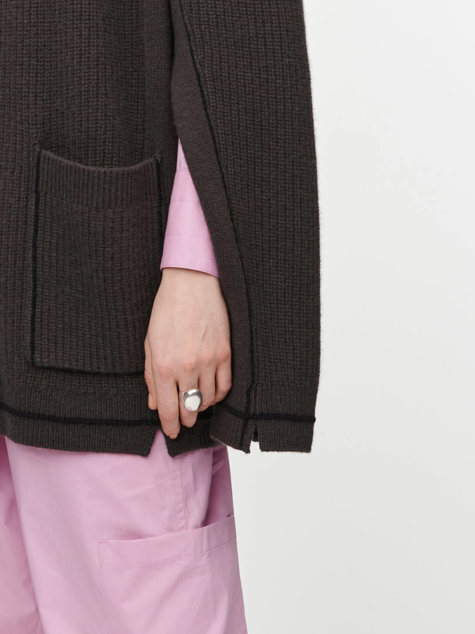 Oversized Crew Cardigan in Chocolate & Black sold by MARIA McMANUS product image thumbnail 4