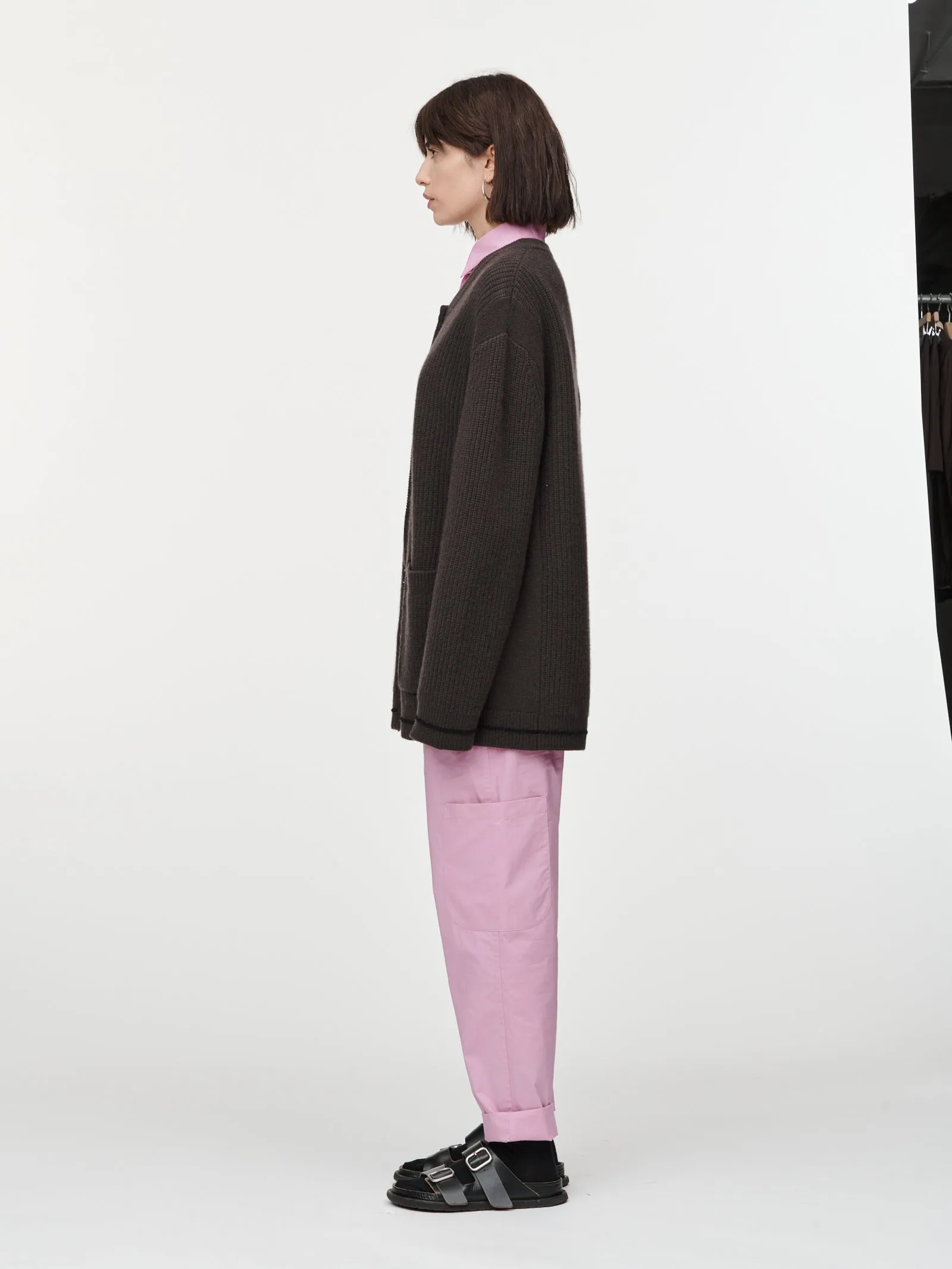 Oversized Crew Cardigan in Chocolate & Black sold by MARIA McMANUS product image thumbnail 2