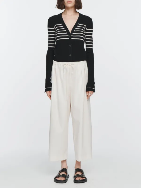 Drawstring Pleat Front Pant in Ivory sold by MARIA McMANUS