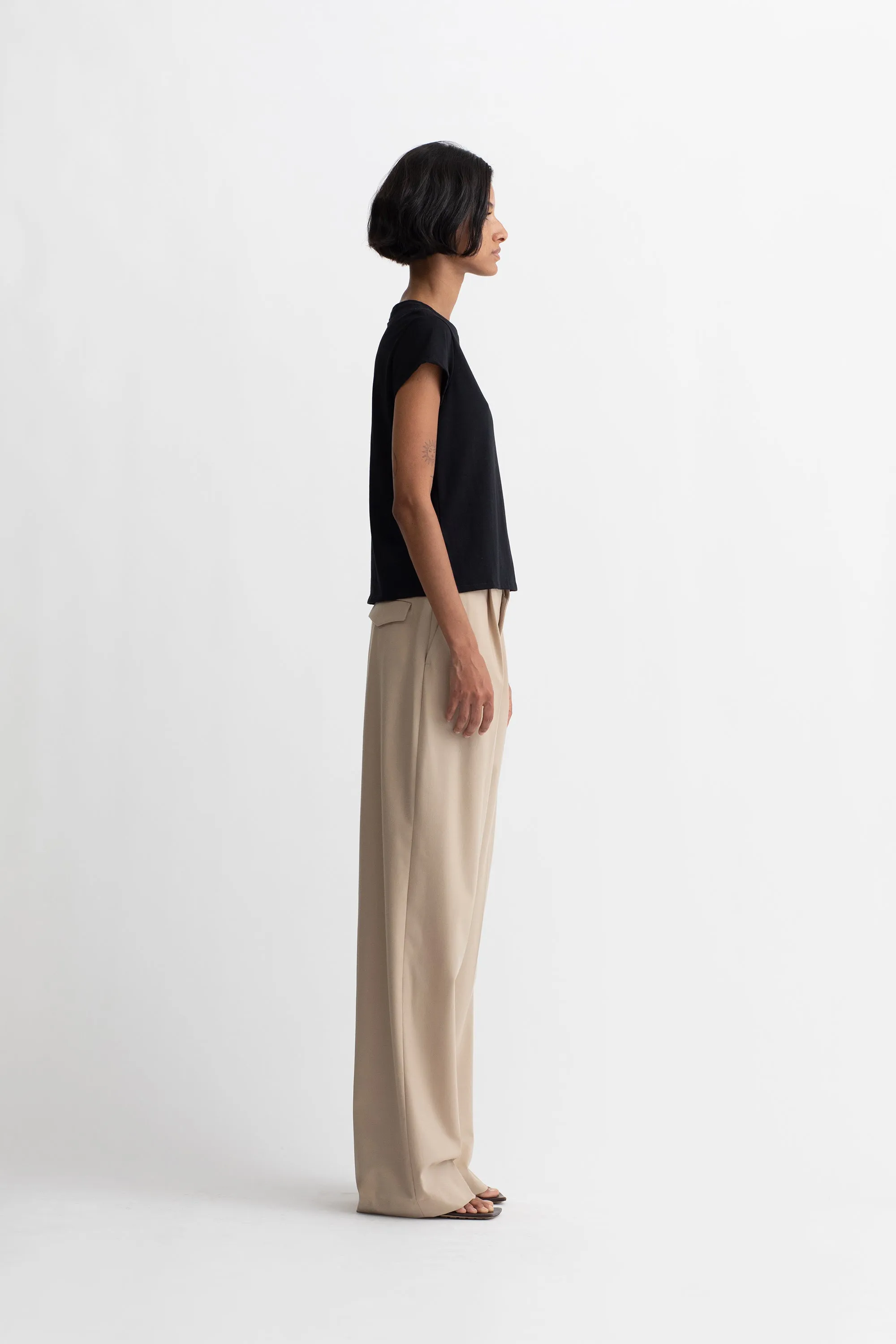 Organic Cotton Cap Sleeve T-Shirt in Black sold by MARIA McMANUS product image thumbnail 2