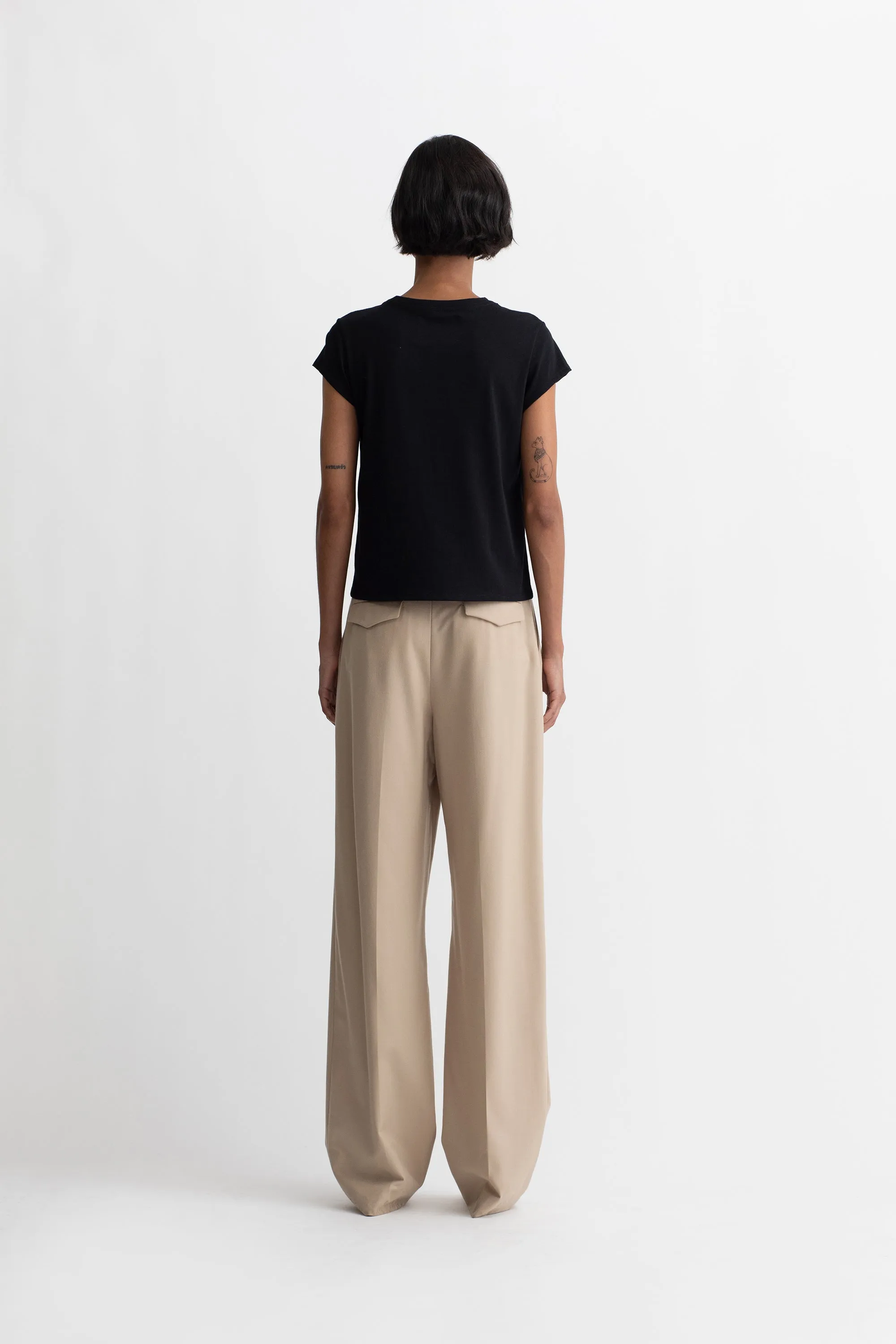 Organic Cotton Cap Sleeve T-Shirt in Black sold by MARIA McMANUS product image thumbnail 3