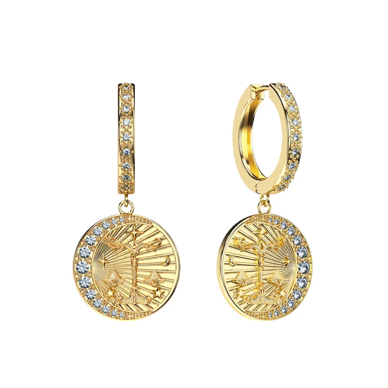 Artemis Zodiac Diamond Hoop Earrings sold by Pascal Design Official