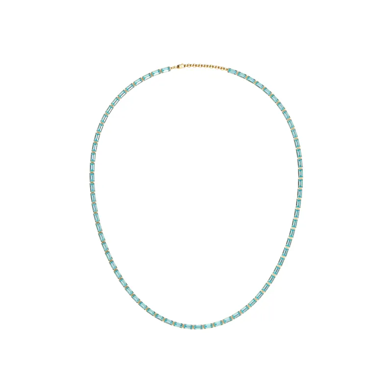'Coastal Oasis' Baguette Gemstone Tennis Necklace sold by Pascal Design Official