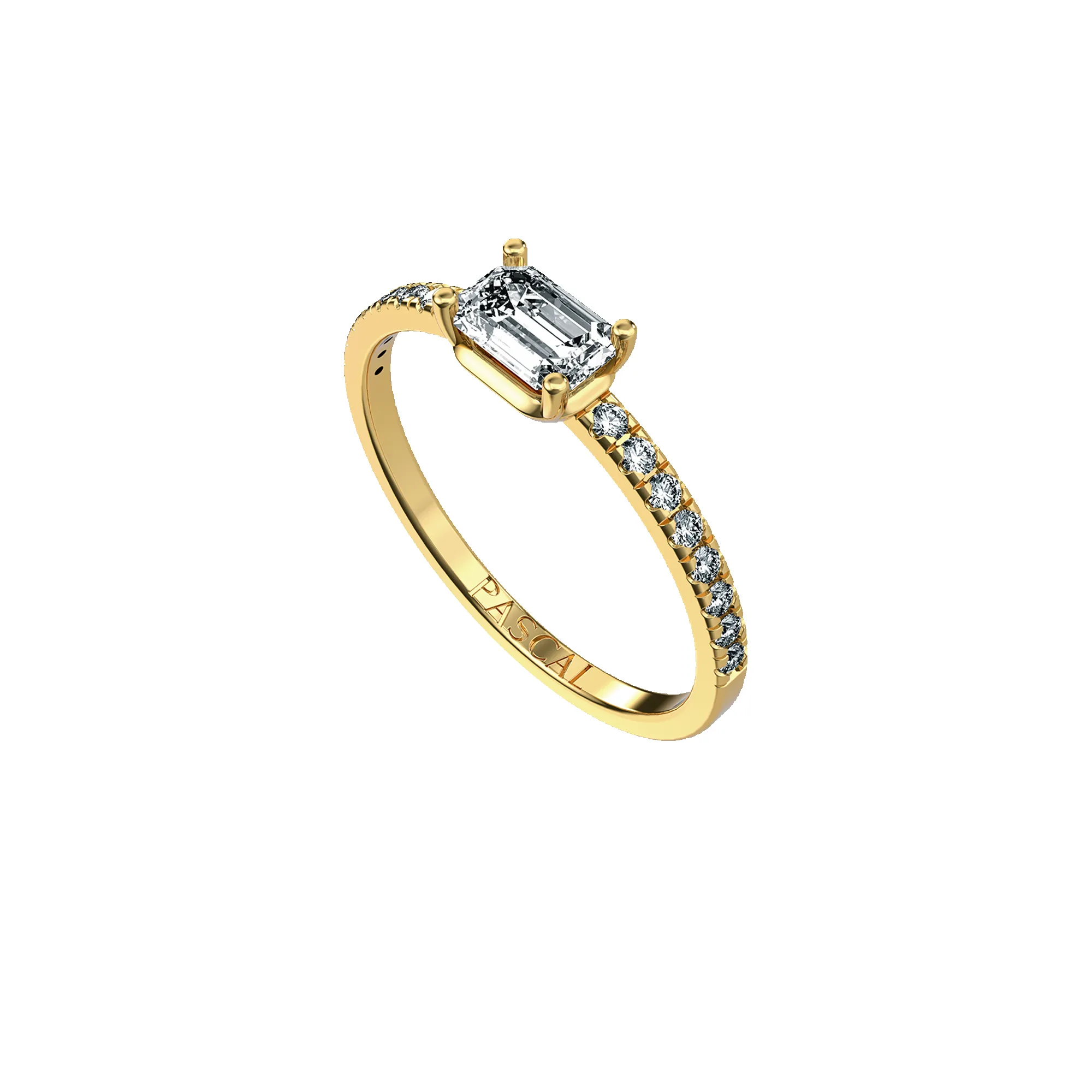 Solitaire Emerald Cut Diamond Eternity Ring sold by Pascal Design Official product image thumbnail 2
