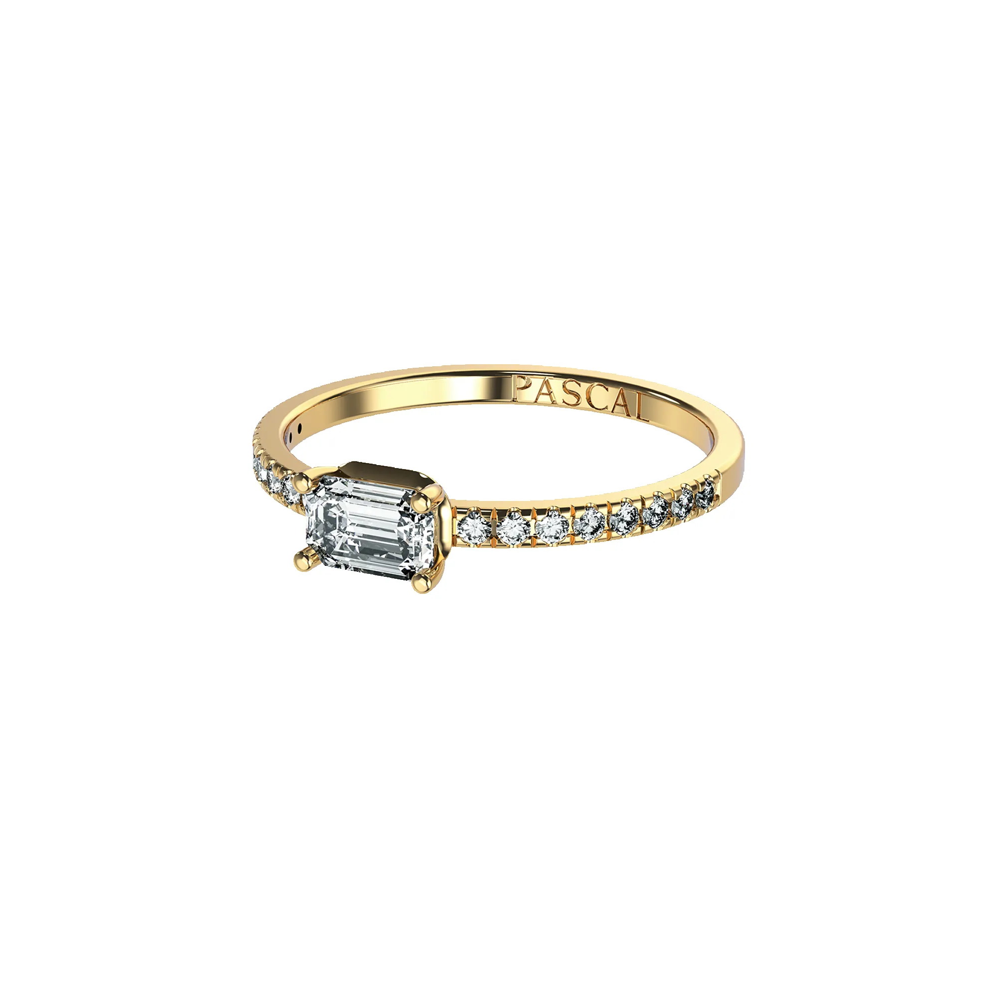 Solitaire Emerald Cut Diamond Eternity Ring sold by Pascal Design Official product image thumbnail 3