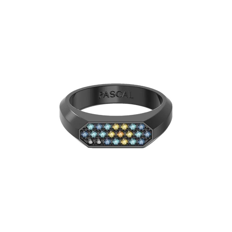 Octagonal Black Diamond Signet Ring sold by Pascal Design Official