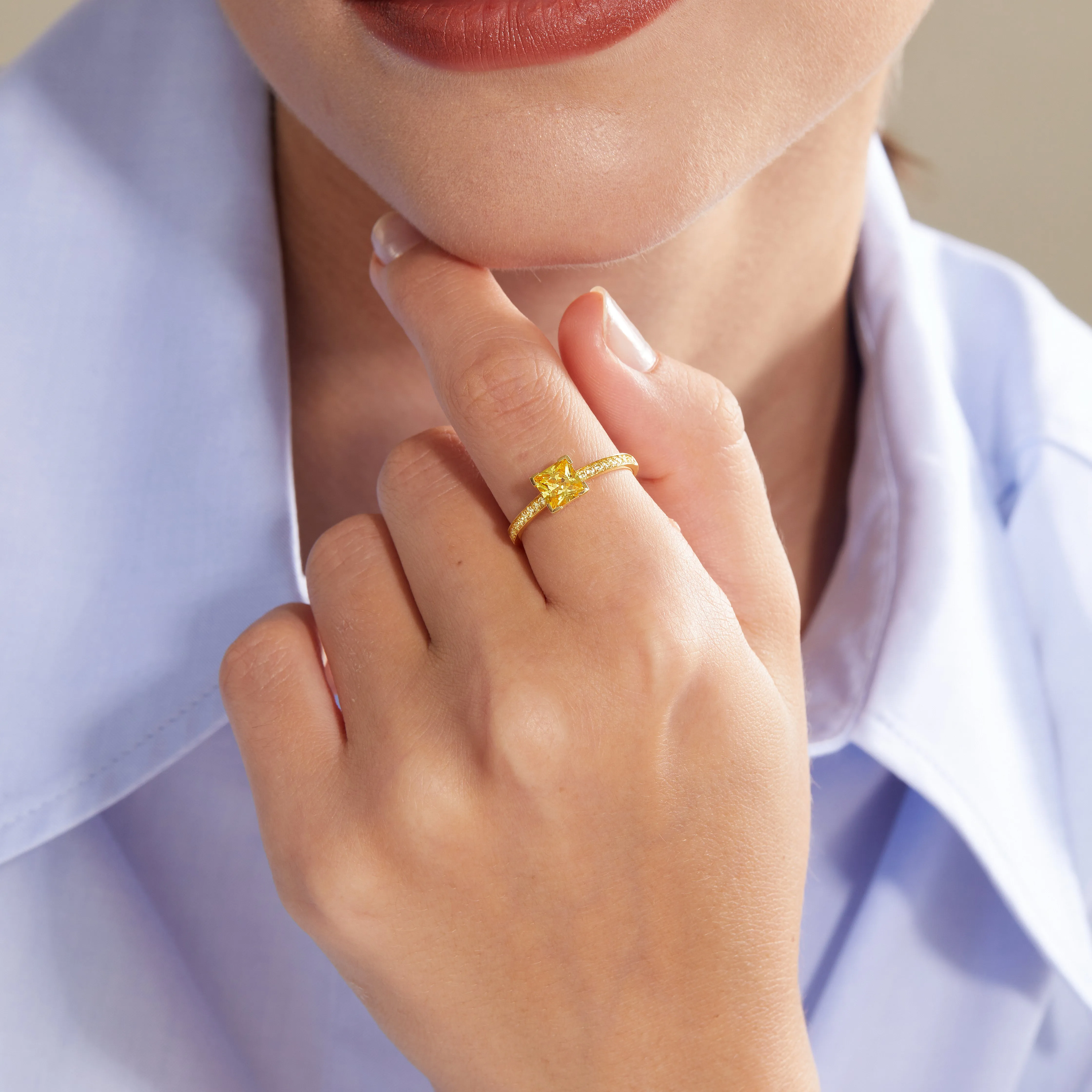 Solitaire Cushion Cut Diamond Eternity Ring sold by Pascal Design Official product image thumbnail 3