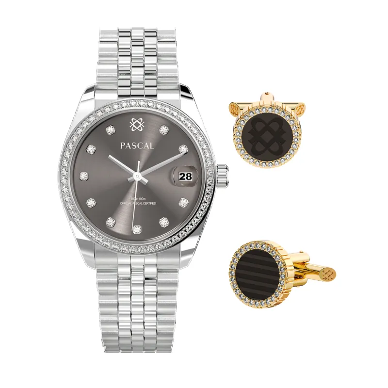 Luxe Classic Diamond Watch and Cufflinks Gift Set sold by Pascal Design Official
