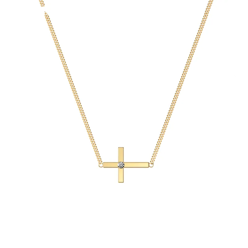 Sideway Diamond Cross Necklace sold by Pascal Design Official
