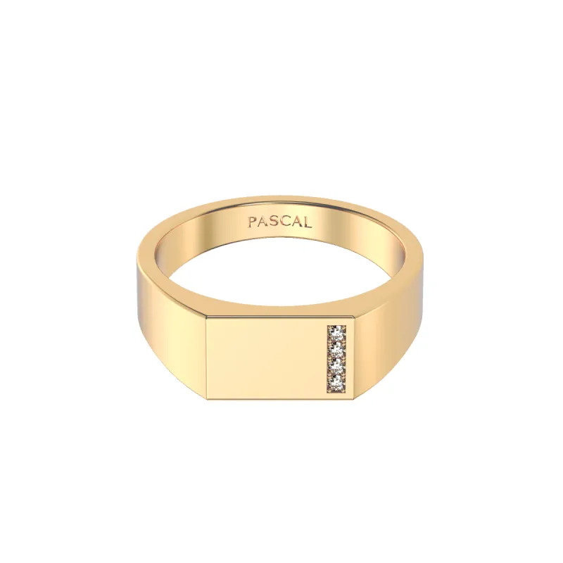 Geo linear Diamond Signet Ring sold by Pascal Design Official