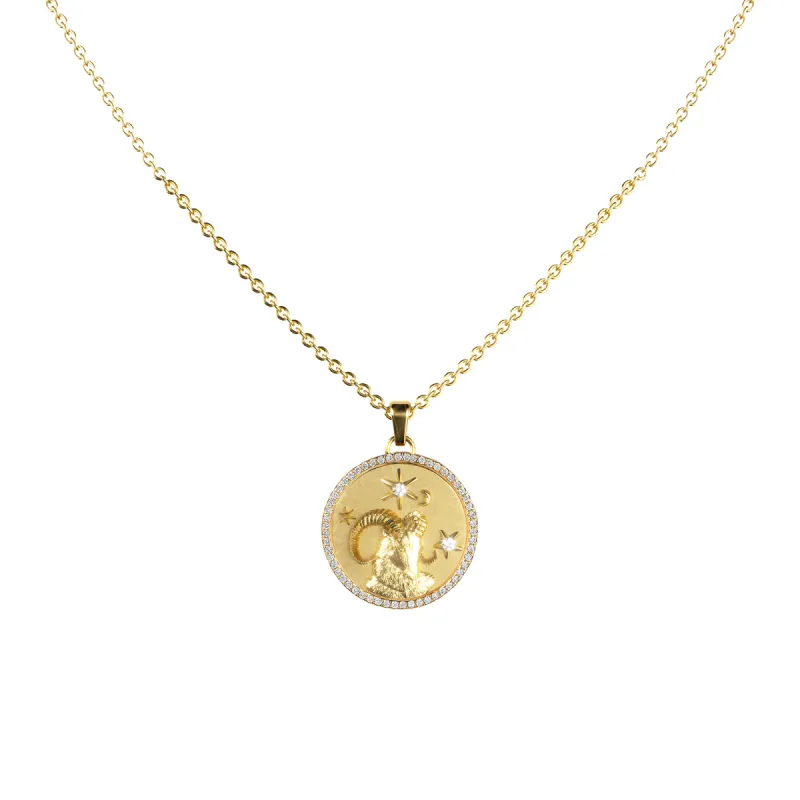 Aries Amulet Pendant With Pave Diamond Rim sold by Pascal Design Official